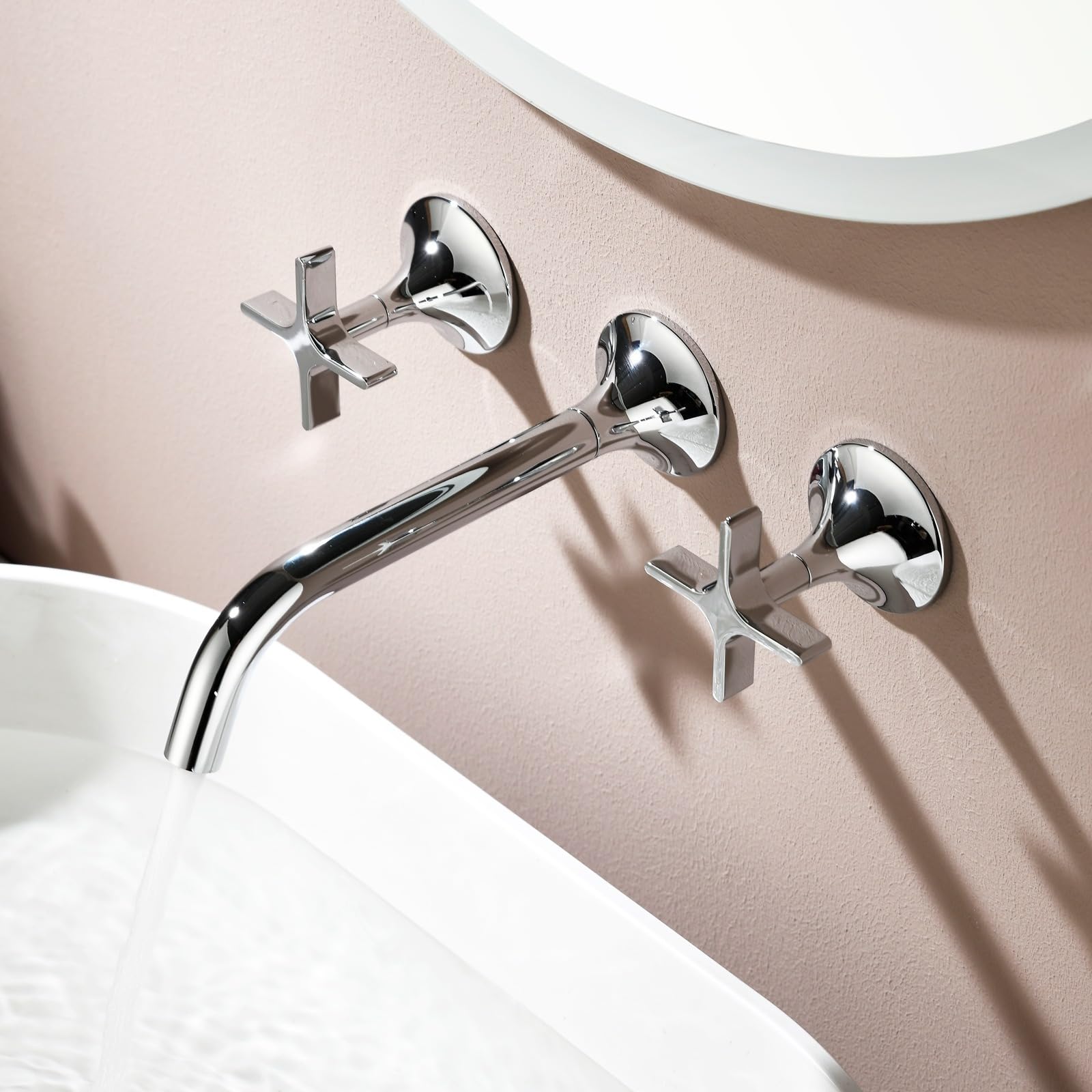 Itnxvkges Chrome Concealed Basin Tap With 360 Swivel Spout Basin Mixer Tap Cross Handle In Brass