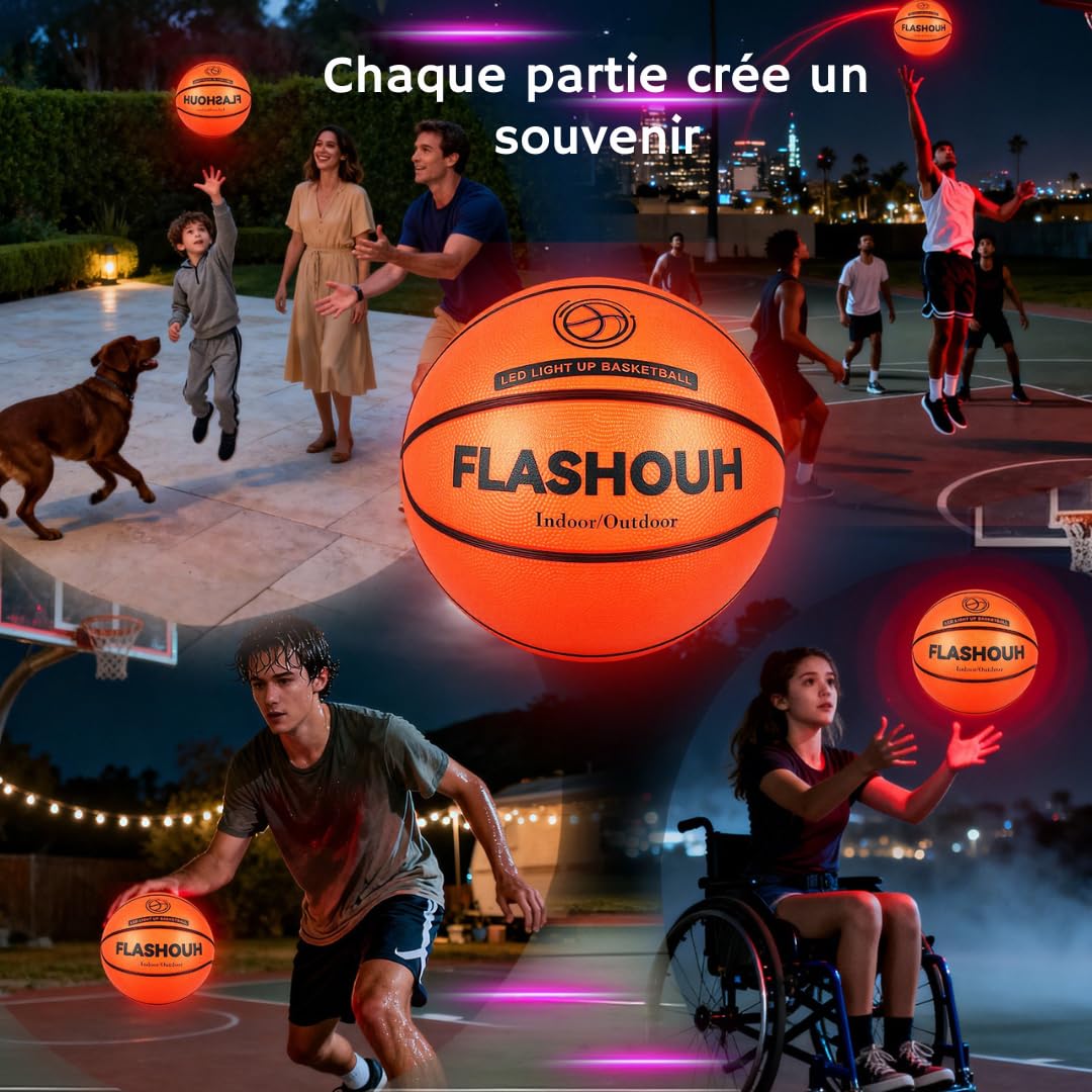Véritable Ballon de Basket LED T7 Rechargeable USB-C - Pompe Incluse