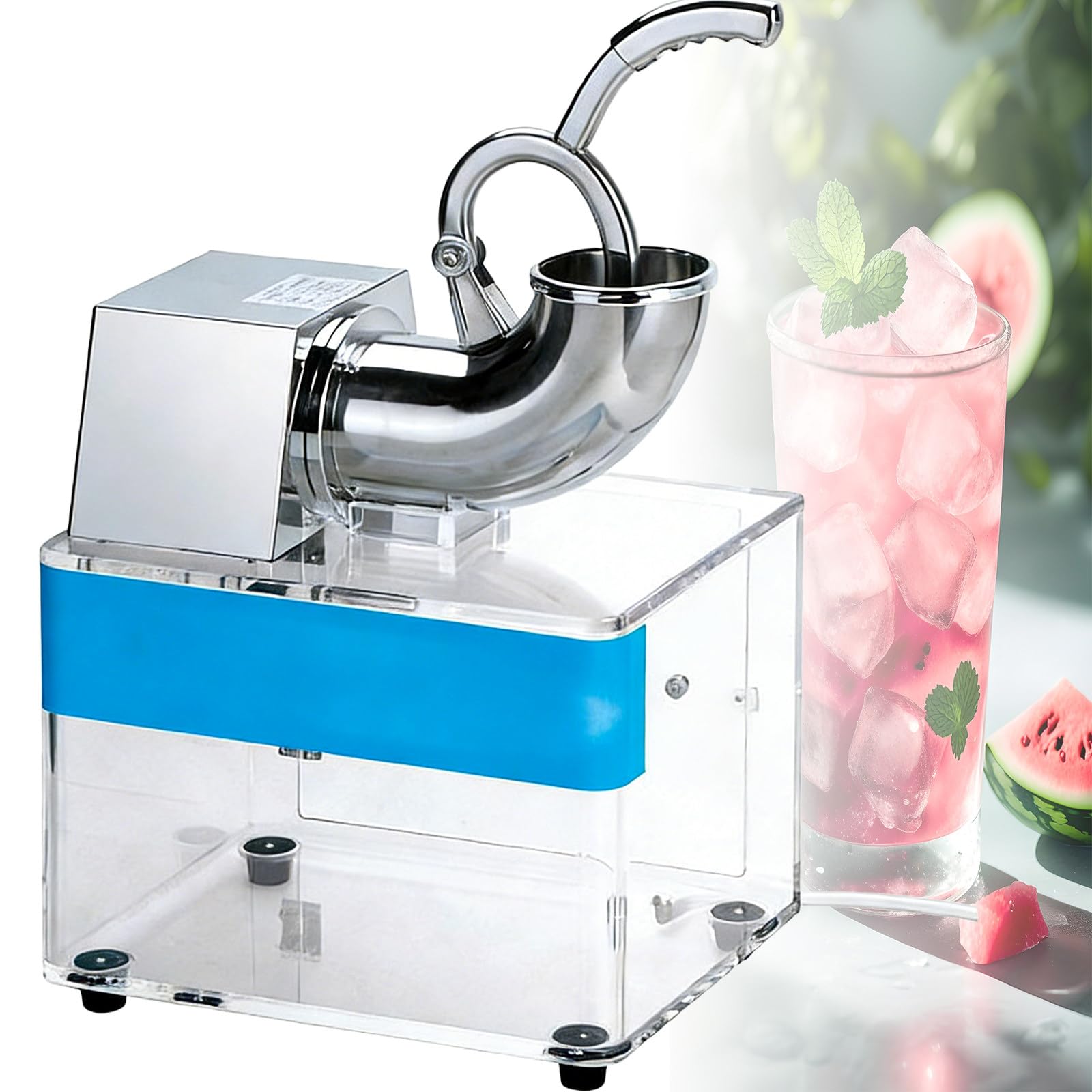 Sjyclaviger Stainless Steel Shaved Ice Machine, 250w Industrial Commercial Big Ice Shaving Machine, Machine 200kg/Hr For Snow Cones For Home Party B