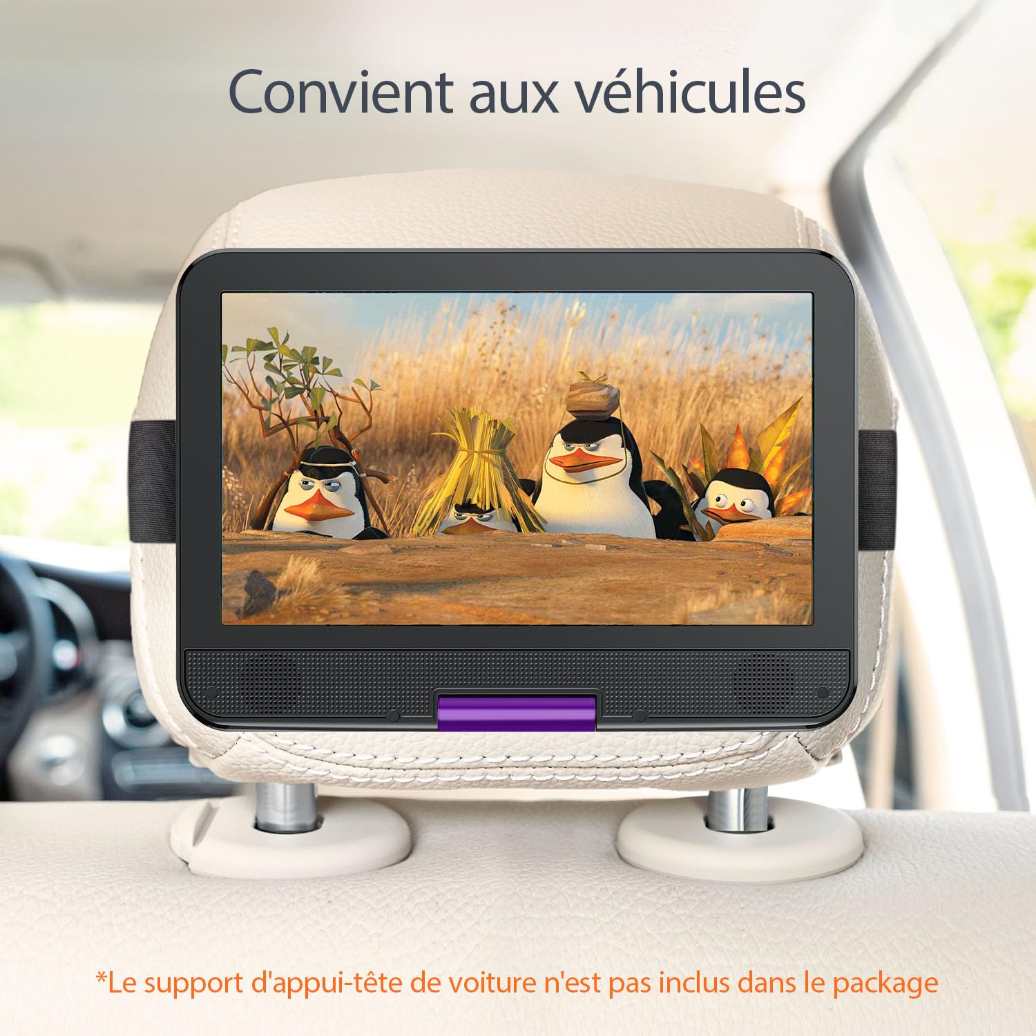 Yoton Lecteur DVD Portable 12,5" Écran Pivotant HD 10,5" avec Batterie Intégrée 6 Heures USB/SD/TV