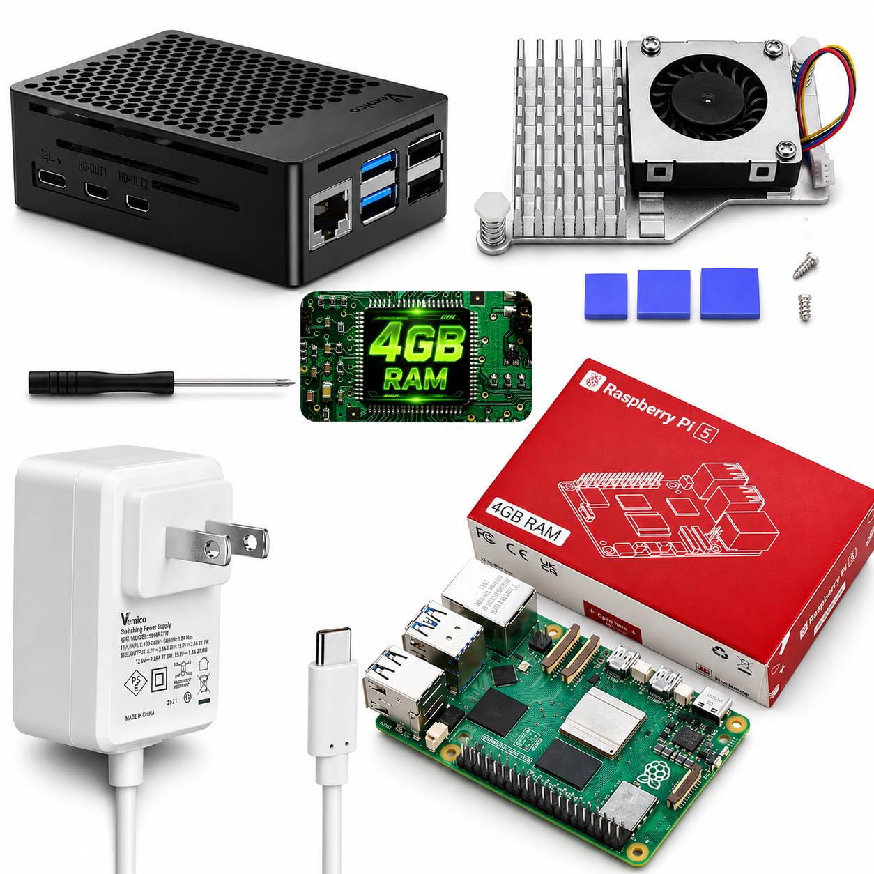 Amazon.co.jp: Vemico Raspberry Pi5 4GBキット 日本技適取得済