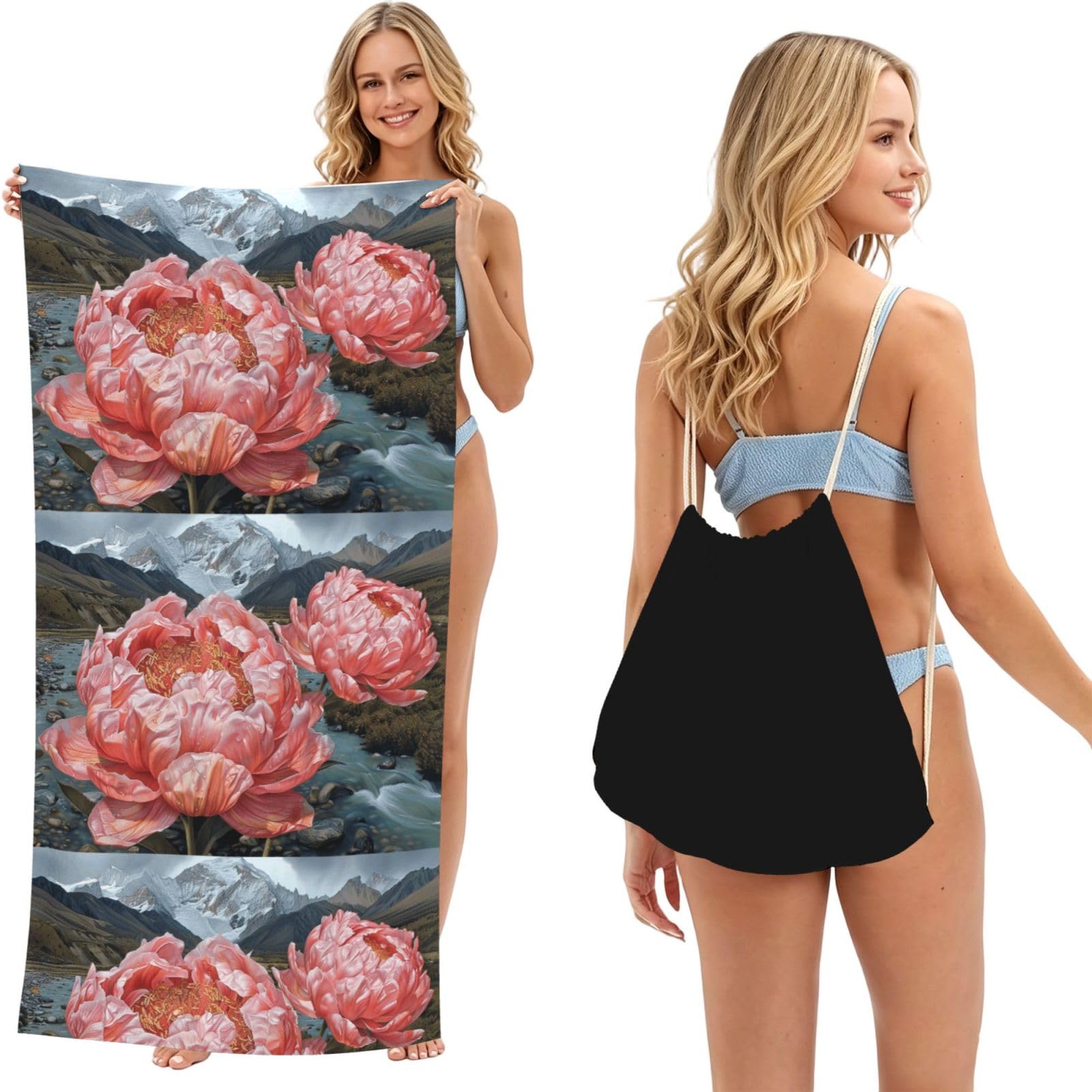 SKGOHLH r5bgsq8q 2in1 Packable Beach Towel Bag Women