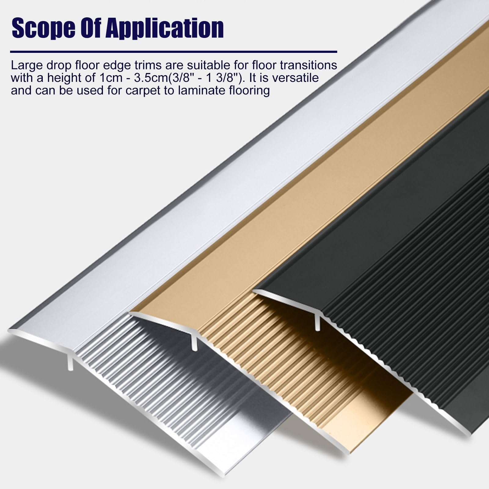 CMYUN Barre de Seuil Bande de Transition Antidérapante en Aluminium de 10cm, Bande de Jonction Moquette-carrelage pour Sols Irréguliers, Réducteur de Seuil de Grande Taille/Garniture de Seuil(Gold)