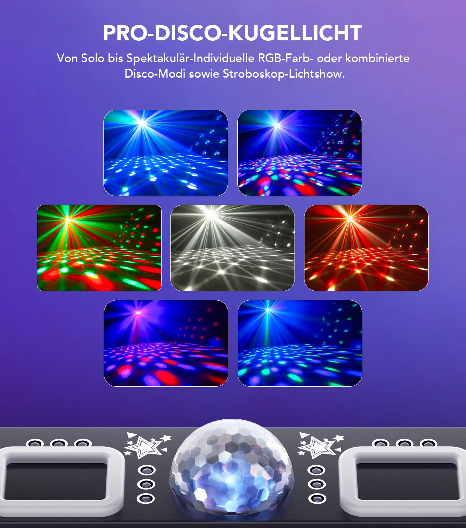 KeoBin Discolicht Partylicht Musikgesteuert, 61" Stativ DJ Disco Licht mit DMX 512, Stroboskop, Fernbedienung, Partylicht Mit Lichteffekte für Familie Fest Geburtstag Hochzeit Halloween Weihnachten