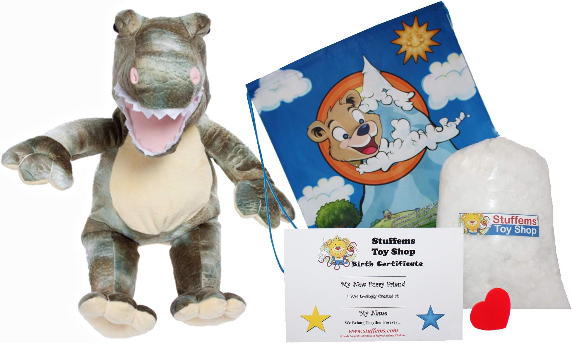 Make Your Own Stuffed Animal "Dyno the Dinosaur" - No Sew - Kit With Cute Backpack! by Stuffems Toy Shop