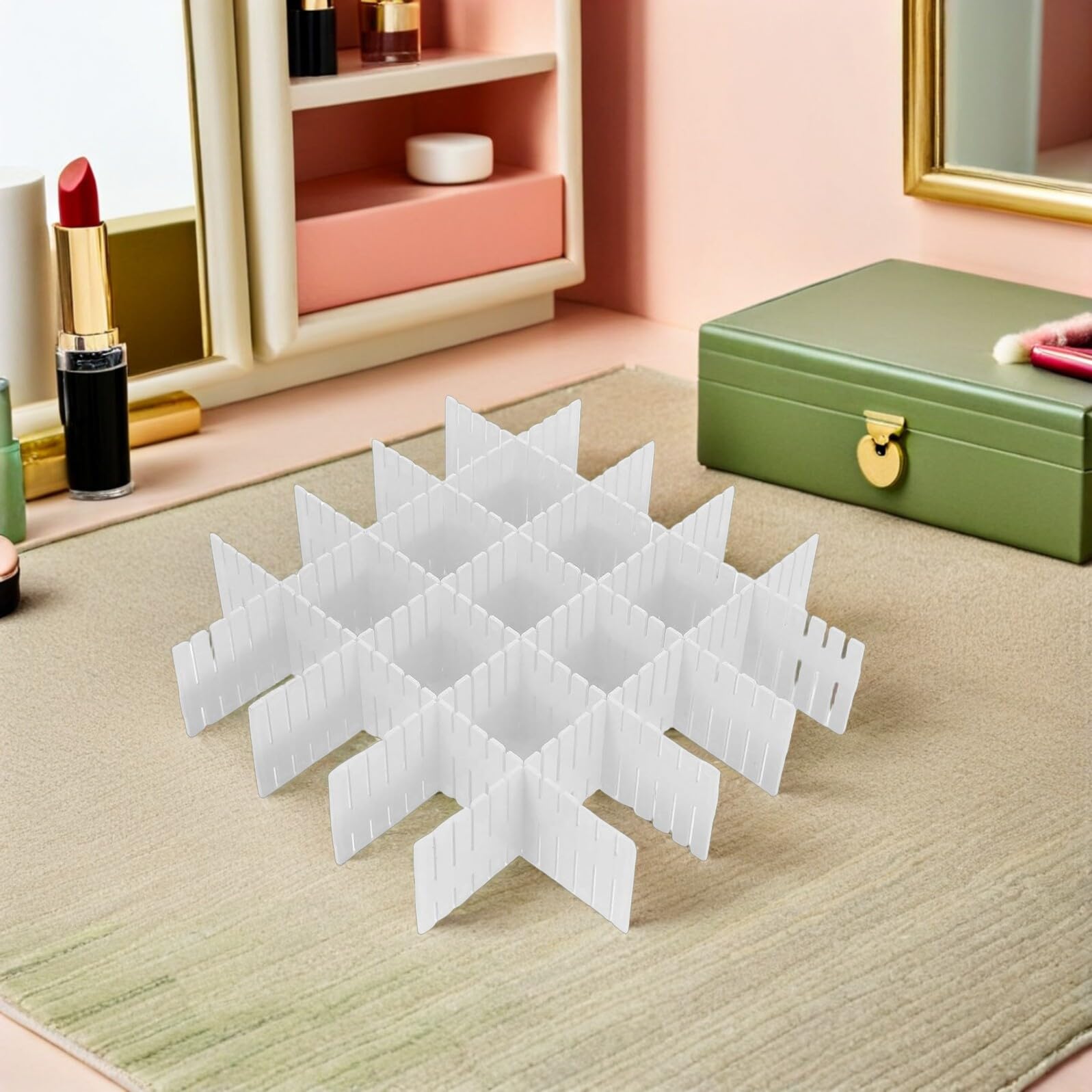16 Stück Verstellbare Schubladenteiler DIY Kunststoff Organizer Weiß Flexibel für Socken Unterwäsche Kosmetik Schrank Küche Zubehör
