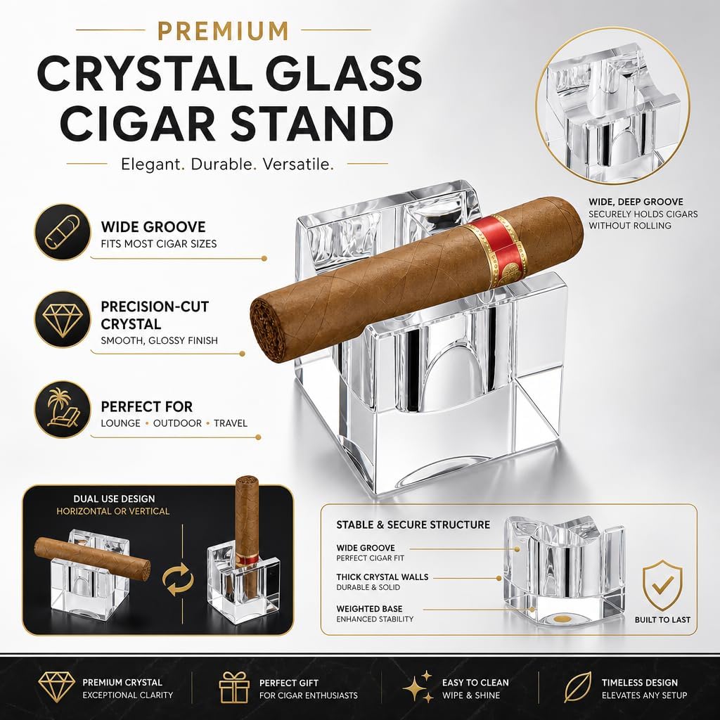 Cigar Stand Crystal Glass Portable Cigar Rest Outdoor and Indoor Holder (Transparent) image 2