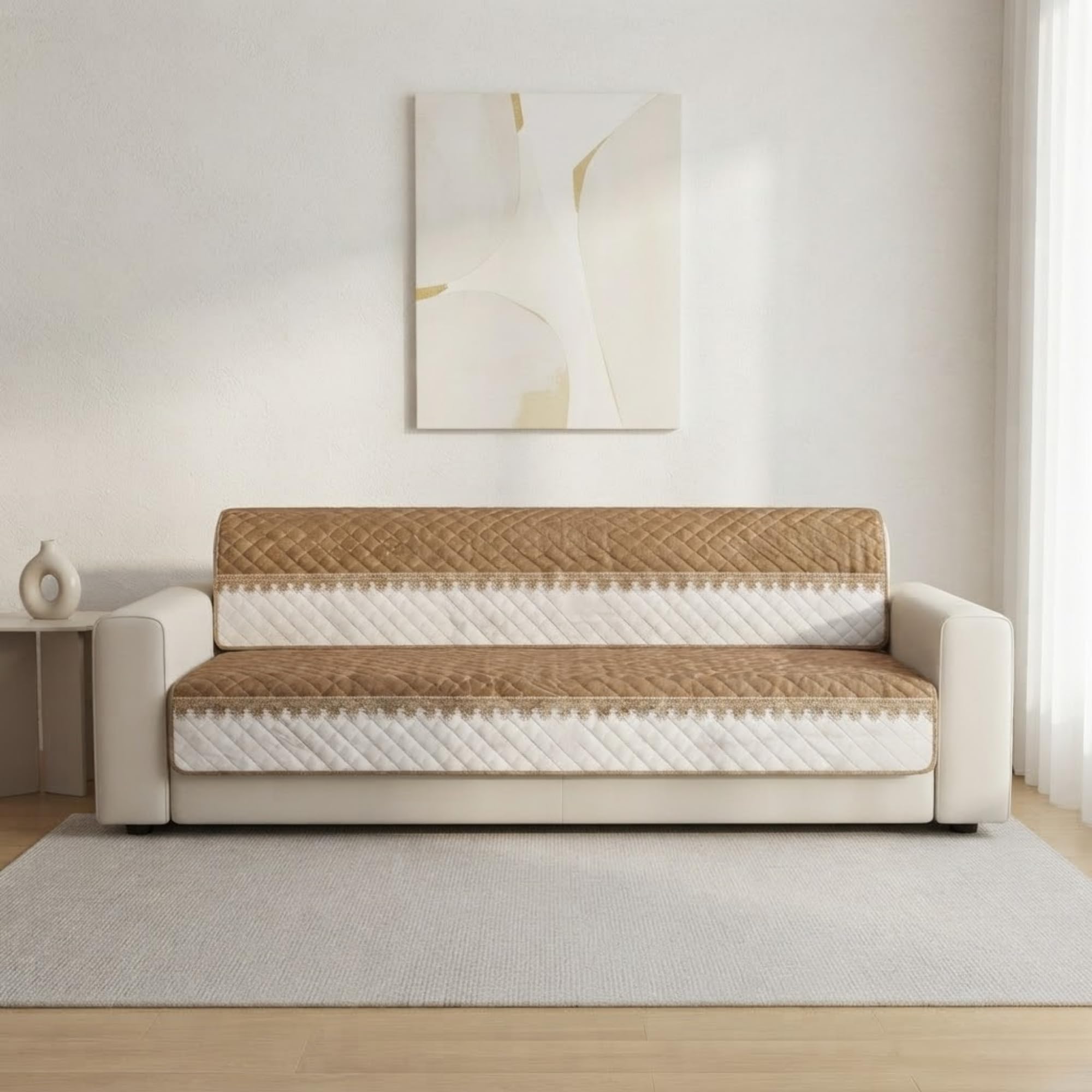 Velvet Quilted Sofa Cover Set - 5 Seater Protection -1 Velvet Quilted Sofa Cover Set - 5 Seater Protection -1