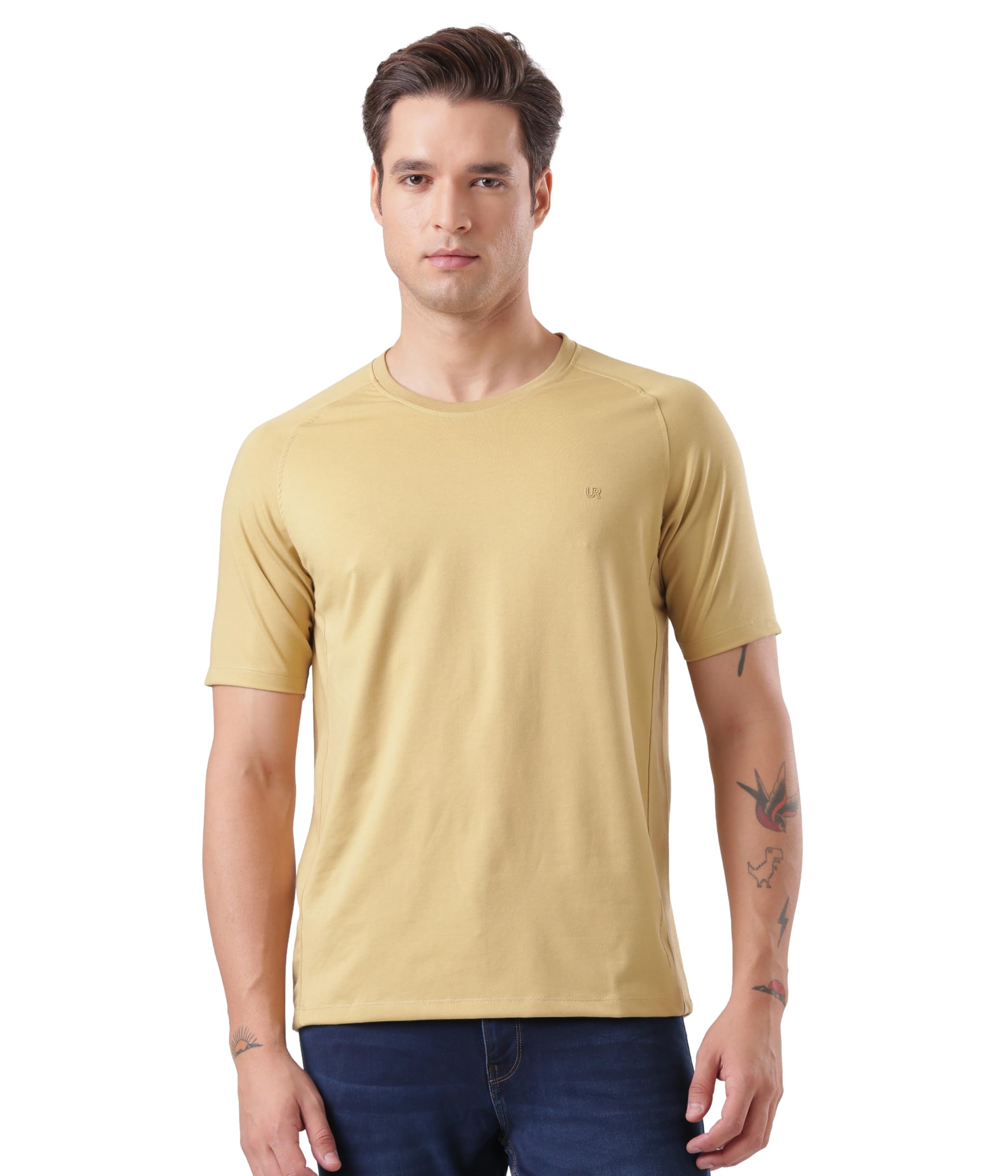 TURMS Men's Raglan Half Sleeves Solid Round Neck T-Shirt | Cool Tech and Breathable with Plated Pointed Fabrics | Anti Odor Moisture Control & Wicking-picture-52