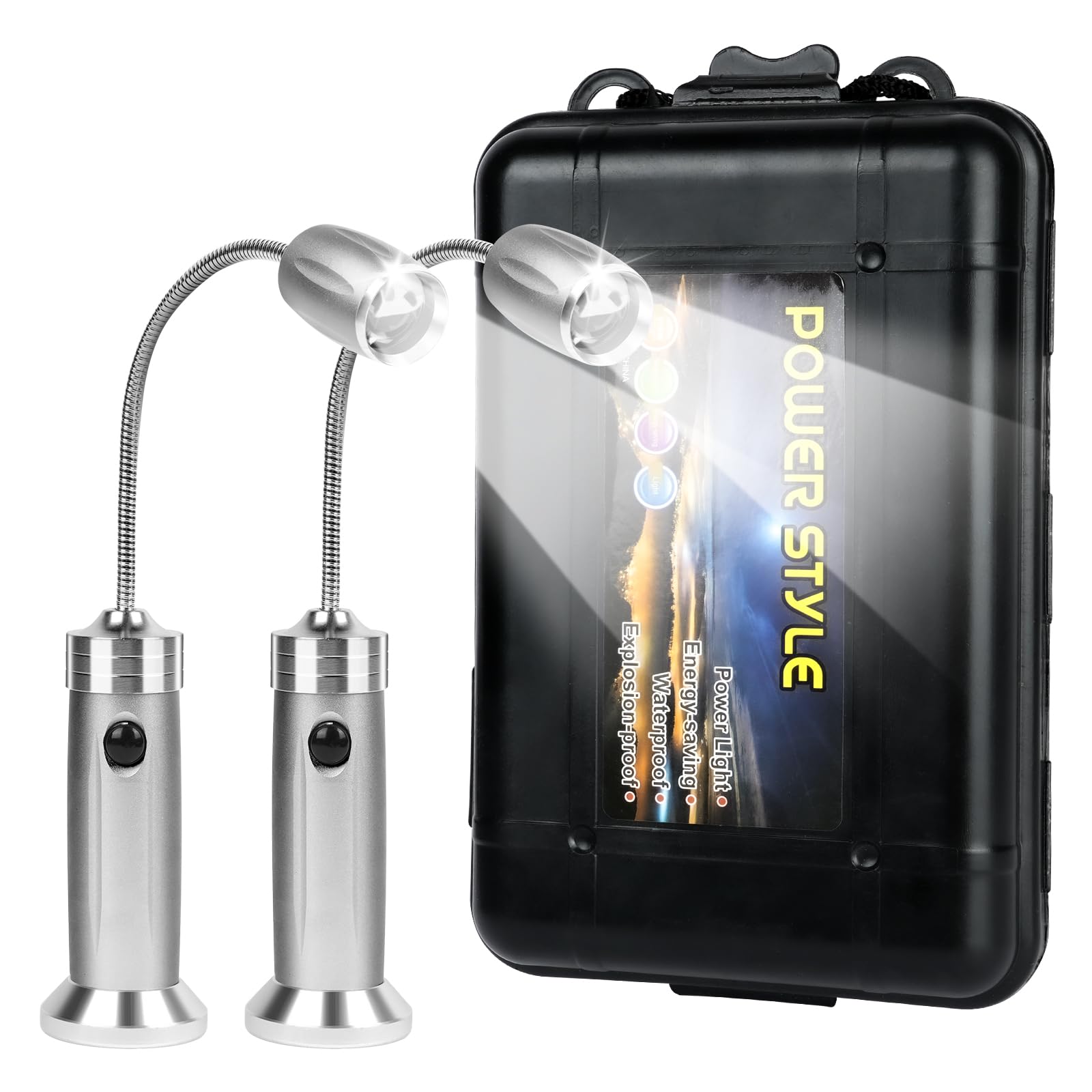 2PCS Luz de Parrilla, Luz de Parrilla Accesorios Barbacoa, LED Luz de Parrilla Magnética, con Caja de Almacenamiento, para Parrilla, Camping, Taller, Garaje（Modelo Telescópico）