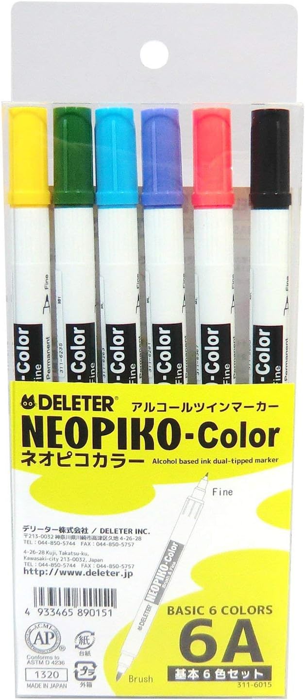 Derita alcohol marker Neopiko color basic 6A set