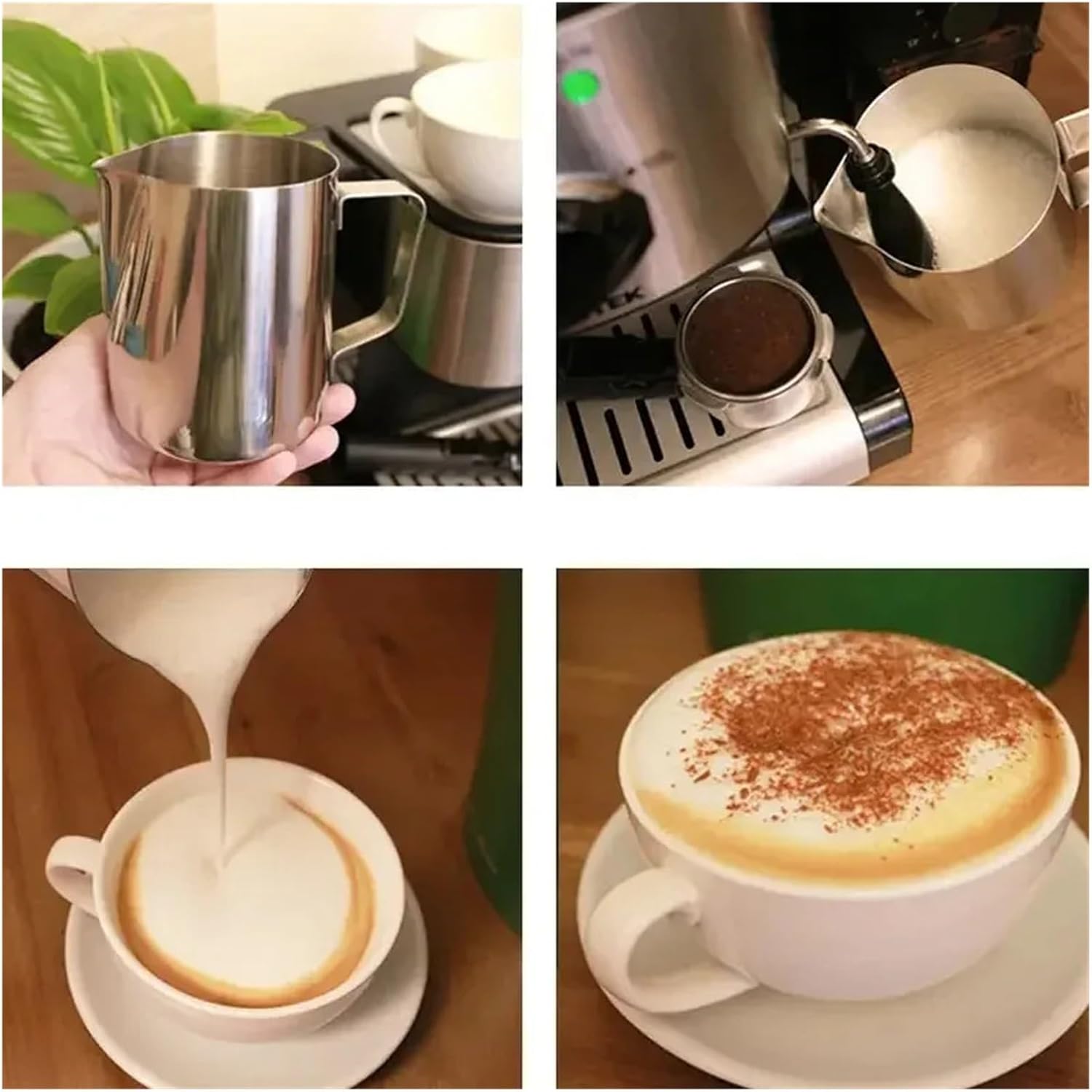350/600/1000ml Stainless Steel Scale milk pitcher Milk Jugs Craft Pitcher Coffee Latte Frothing Art Jug Mug(600ML silver)