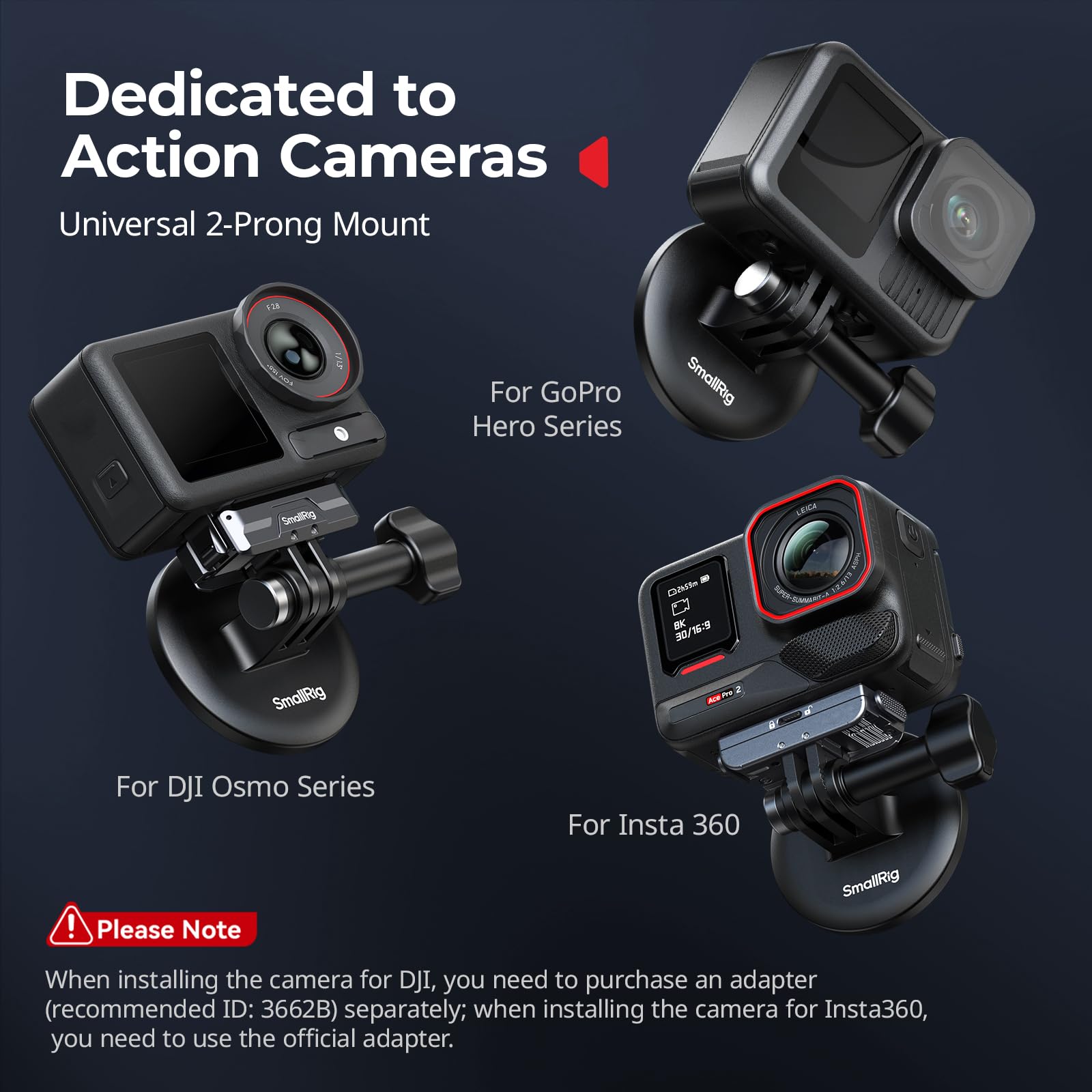 SMALLRIG Supporto magnetico da collo per action cam, supporto da collo a sgancio rapido per GoPro Hero 13/12/11/10/9, per DJI Osmo Action 5 pro/4/3, per Insta360 Ace Pro 2 - 5360