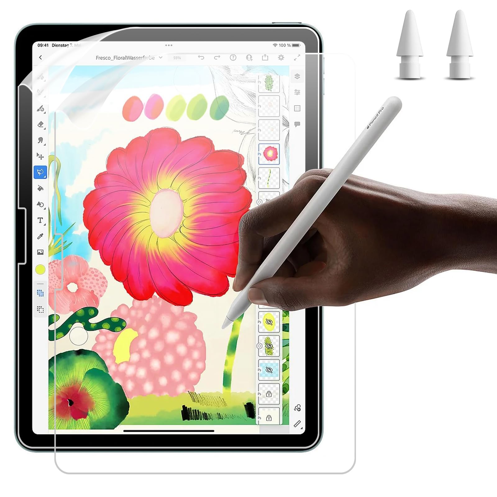 2 Pellicole Protettive Paperfeel Per IPad Air 11'' M3/M2 2024-2025 | Anti-Riflesso, Anti-Impronte | Sensazione Carta Per Disegno - Foto 2