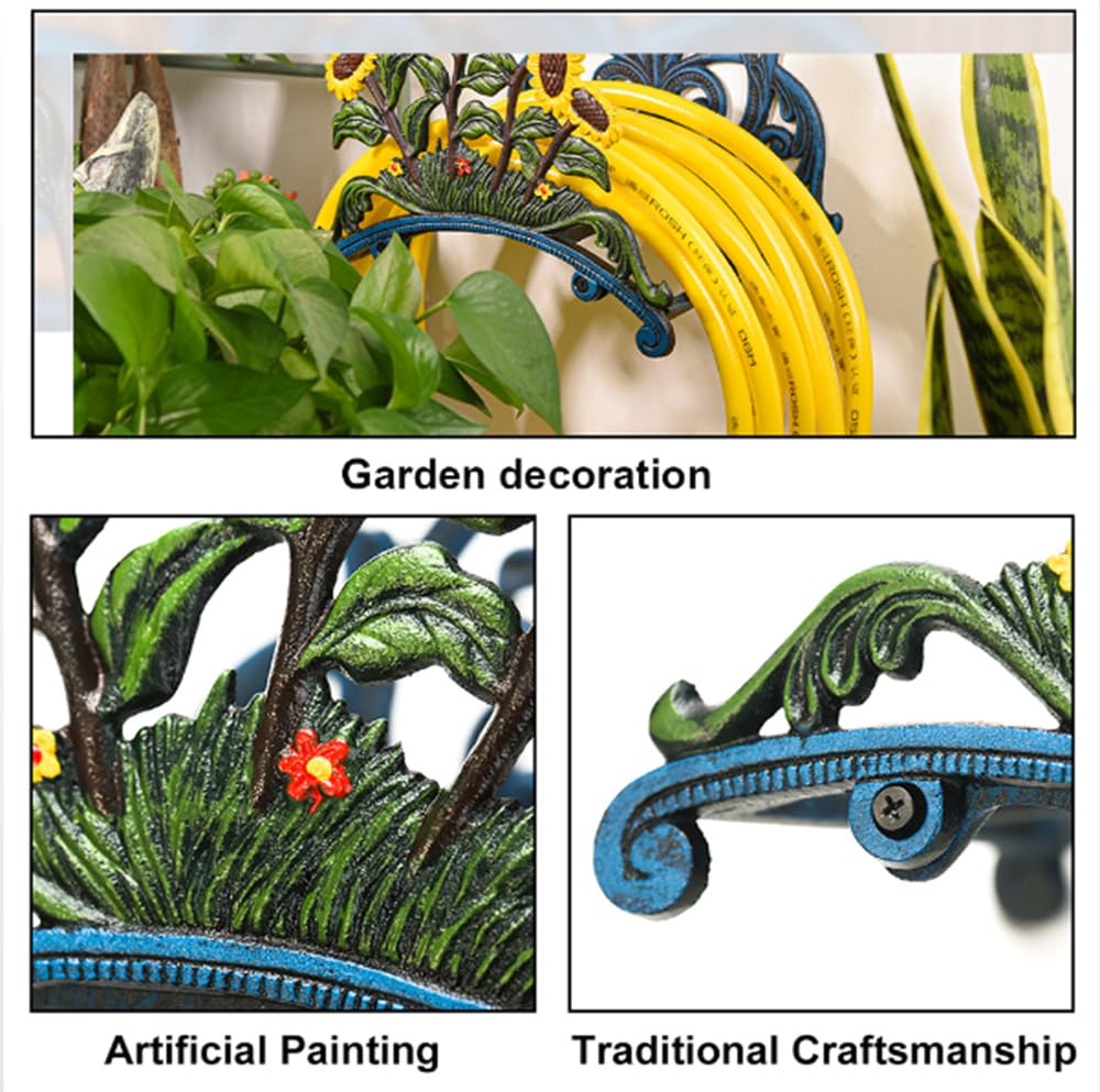 Keep Garden Tidy Schlauchhalter, dekorative Innen- und Außenschlauch-Halter-Rolle, an der Wand montiert, Gusseisen