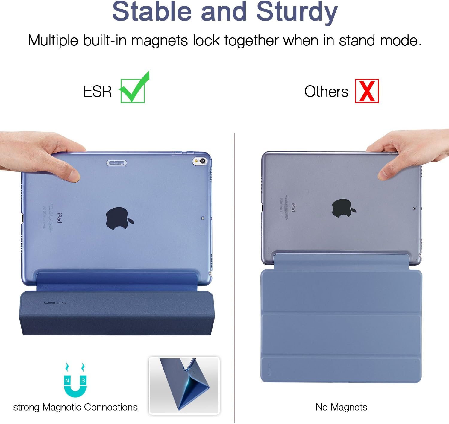 ESR Yippee Trifold Smart Case for iPad Air 3/iPad Pro 10.5" 2019, Auto Sleep/Wake Trifold Stand Case, Microfiber Lining Hard Back Cover for iPad Air 3/iPad Pro 10.5 inch (Navy Blue)