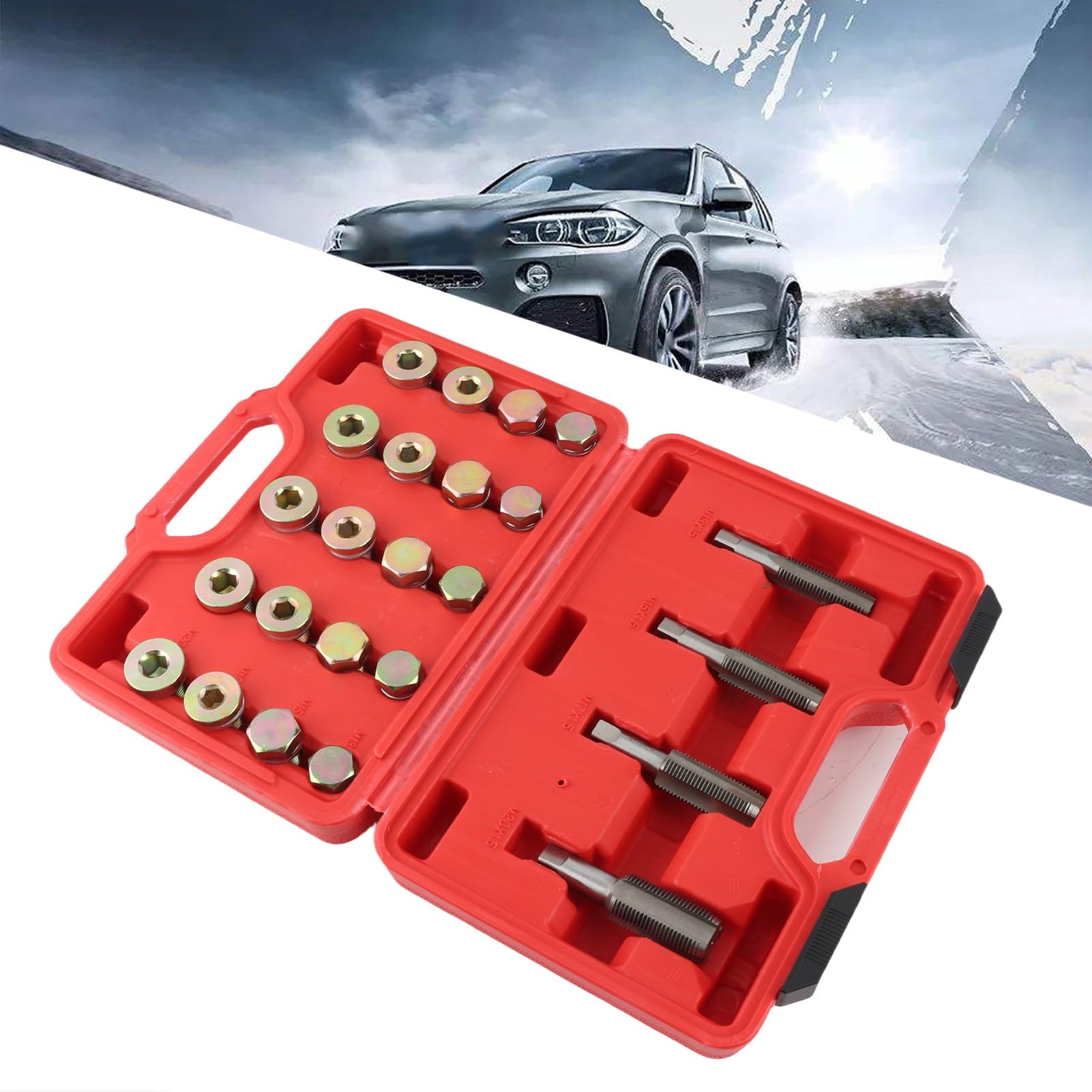 Aramox Kit Riparazione Filetti, 64Pcs M M17 M20 Kit Riparazione Filetto Olio Coppa Kit Ingranaggio Tappo di Scarico