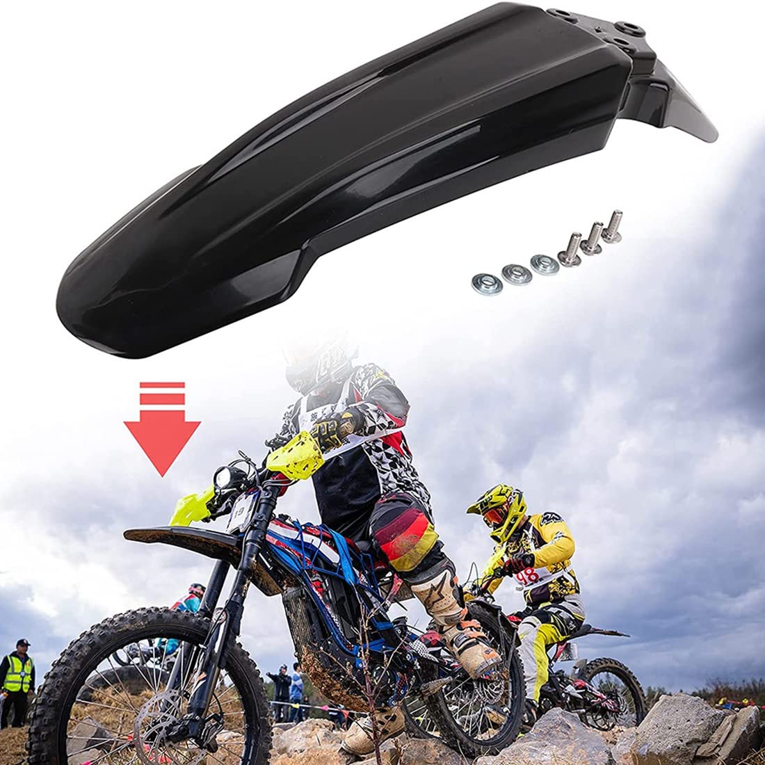 Guardabarros Delantero + Trasero Protector de Guardabarros para Sur-Ron Sur Ron Light Bee Moto de Accesorios para Motocicletas, Negro 2 Piezas