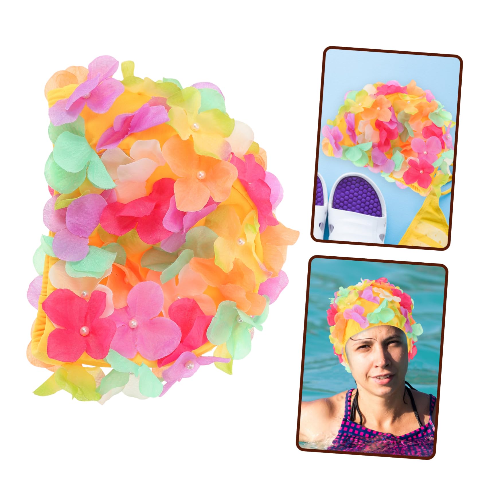 Yardwe Cuffia Da Nuoto Cuffia Per Da Nuoto Accessori Per Costumi Da Bagno Cuffie Da Bagno Con Petali Cuffia Elastica Cappello Da Nuoto Cappello Da Bagno Impermeabile Nylon