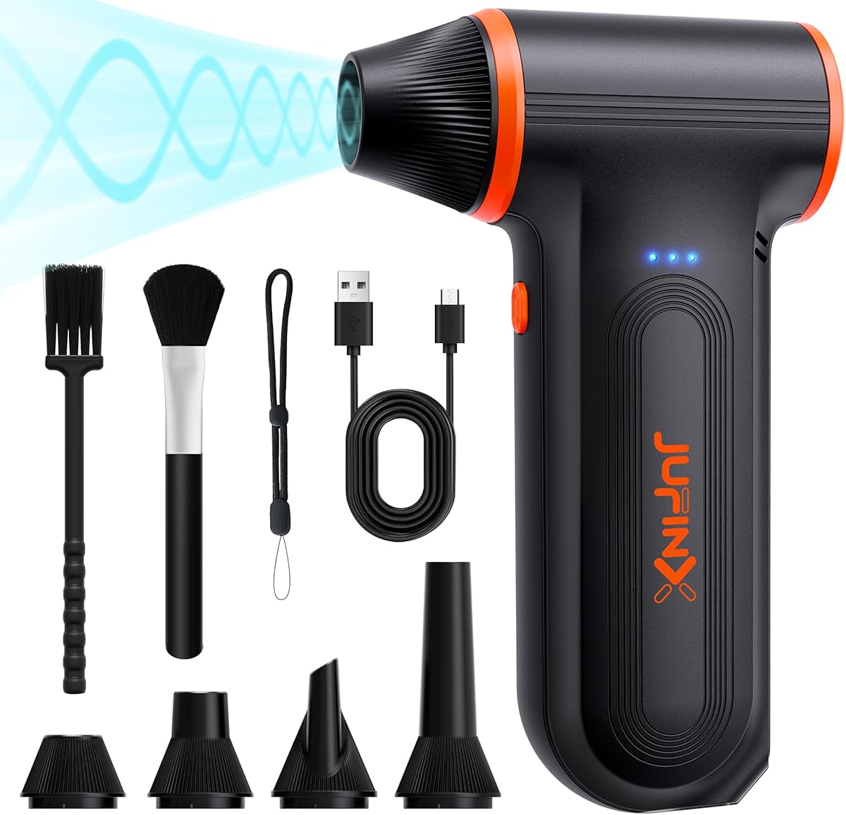 X117 Compressed Air Duster-150000RPM Super Power Snow Blower, 3-Gear Adjustable Mini Blower with Fast Charging, Electric Air Duster for Leaves,Snow,Computer, Keyboard, House, Outdoor,and Car