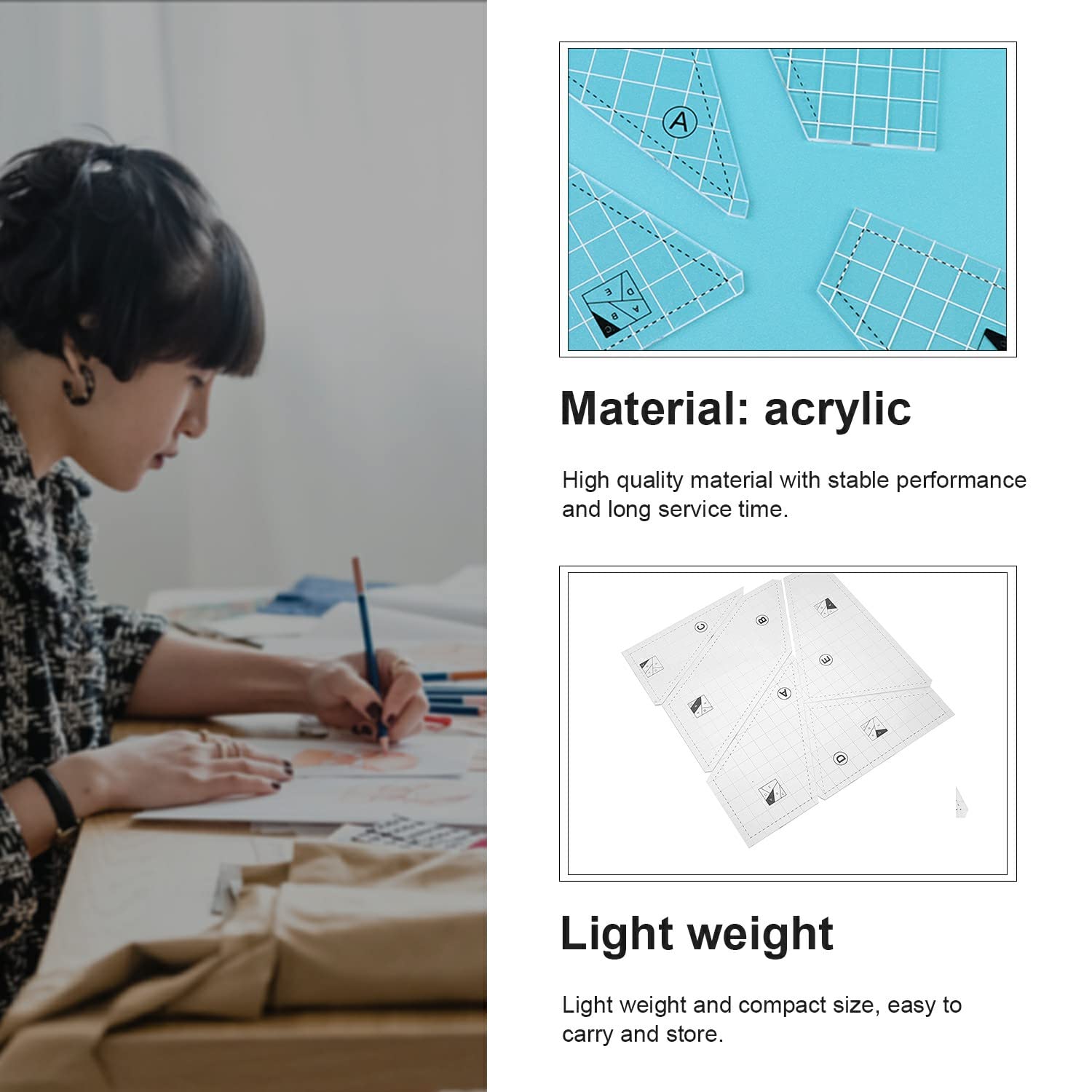 Hexagon Sewing Rulers 4-Piece Hexagon Quilting Template Set - Acrylic ...