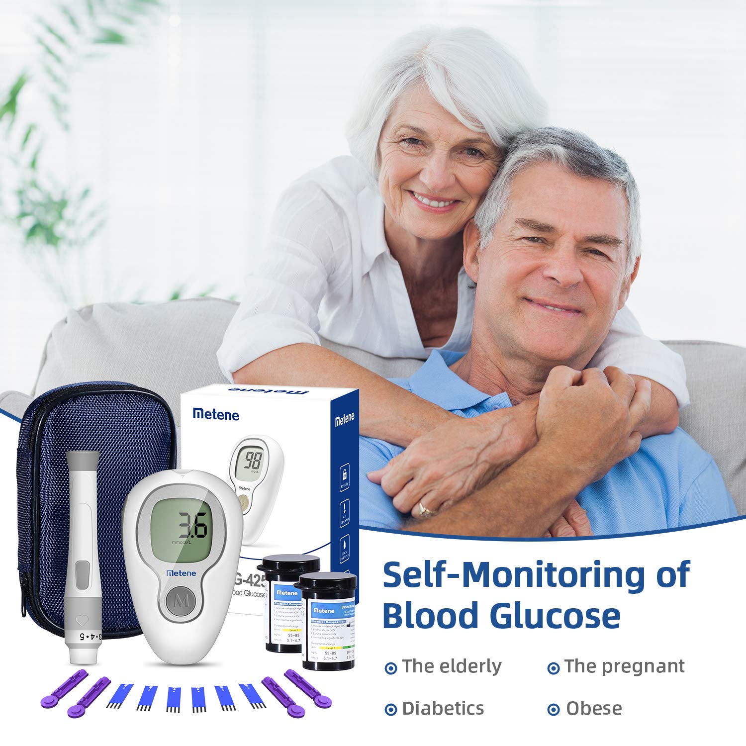 Blood Sugar Testing Kit, Blood Glucose Sugar Monitor, Metene Diabetes