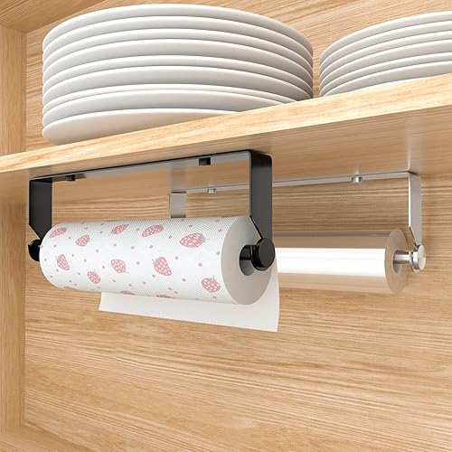 Miniatura 3 de JUTOROSY Paper Towel Holder Under Cabinet for Kitchen, Wall Mount Paper Towel Holder Self-Adhesive or Drilling, Paper Roll Holder Paper Towel Rack