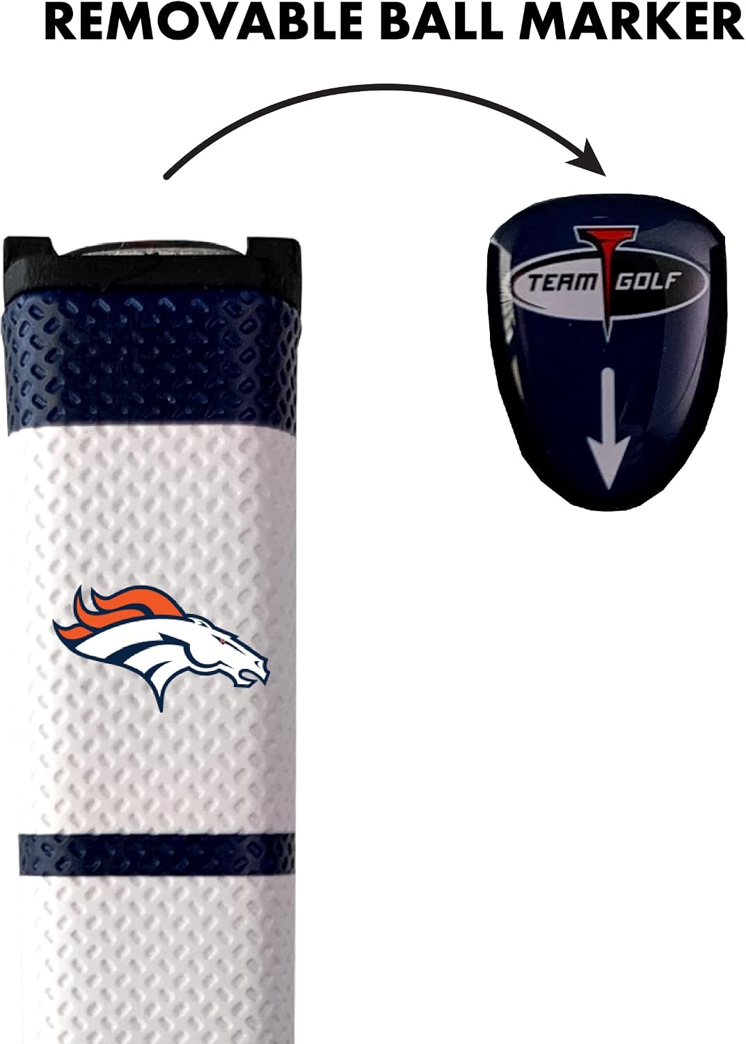 Team Golf NFL Denver Broncos Golf Putter Grip Team Golf NFL Golf Putter Grip (Multi Colored) with Removable Ball Marker, Durable Wide Grip & Easy to Control