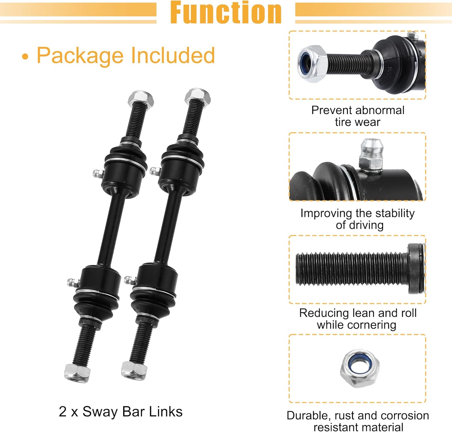 X AUTOHAUX 2pcs Front Sway Bar Links K750362 Suspension Stabilizer Bar Link Kit for Ford F-150 F-250 F-350 F-450 F-550 Super Duty 4WD 2010-2018 9L3Z5K483D