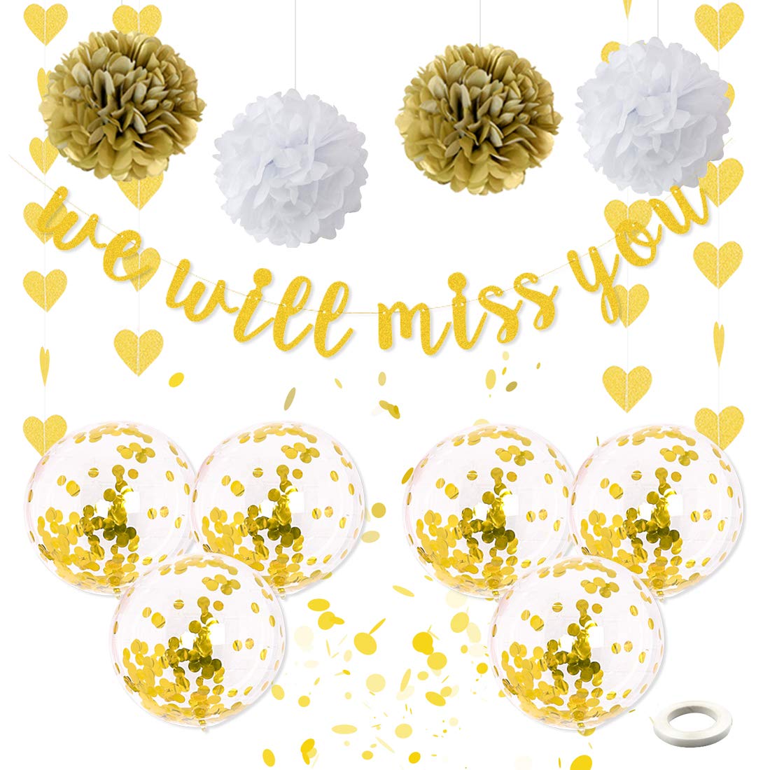 Kreatwow We Will Miss You Party Decorations - Going Away Farewell Banner for Adults Retirement Leaving Party Decorations Bobo Balloons