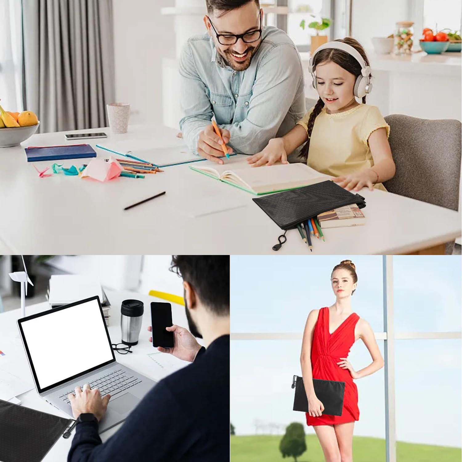 Borse Porta Documenti A5 Con Cerniera - 6 Pezzi, Impermeabili, Per Denaro, Passaporto - Foto 7