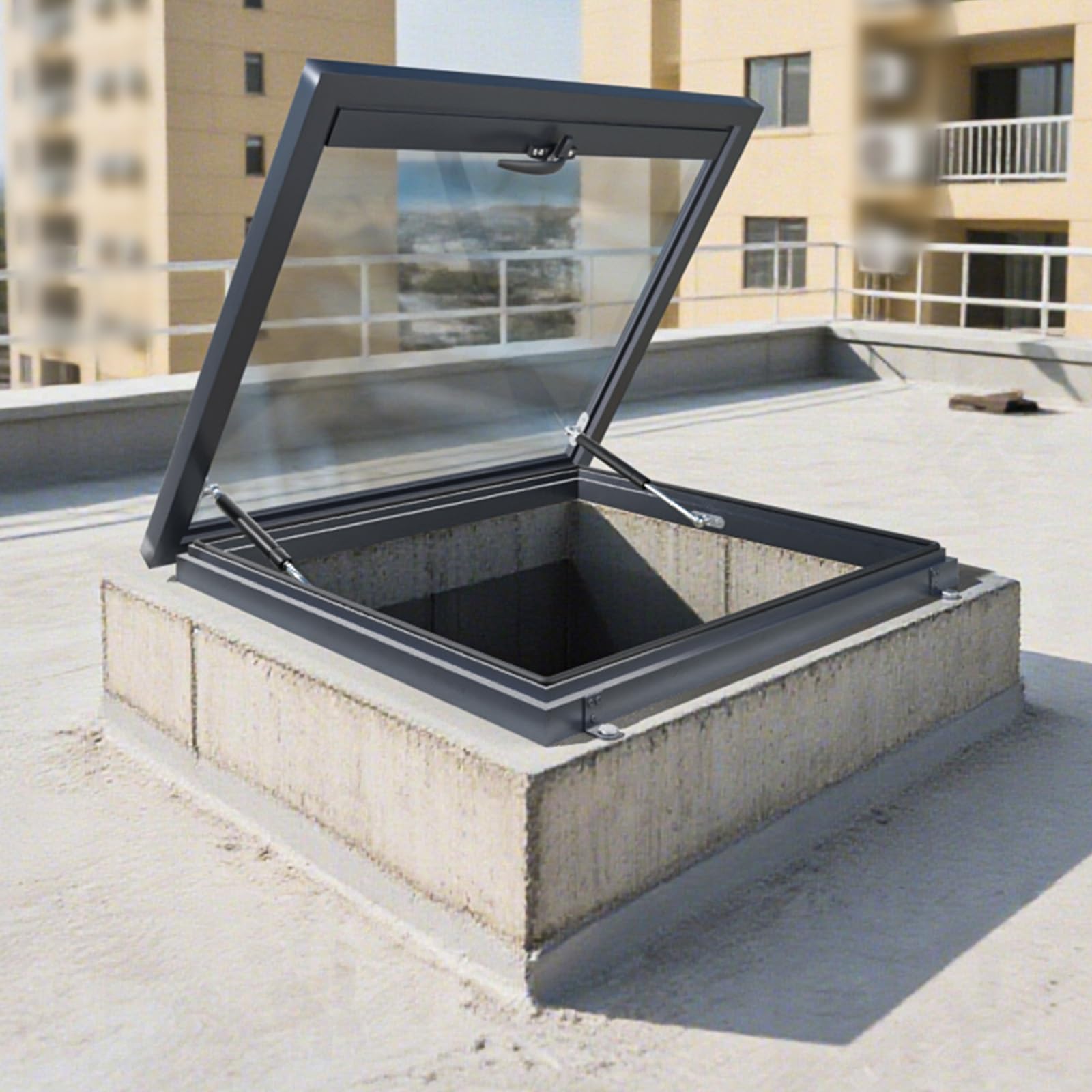 Skylight Window - Lámpara de techo de aluminio, diseño empotrado para áticos y patios, aumenta la luz natural y el atractivo estético, construcción de metal duradero