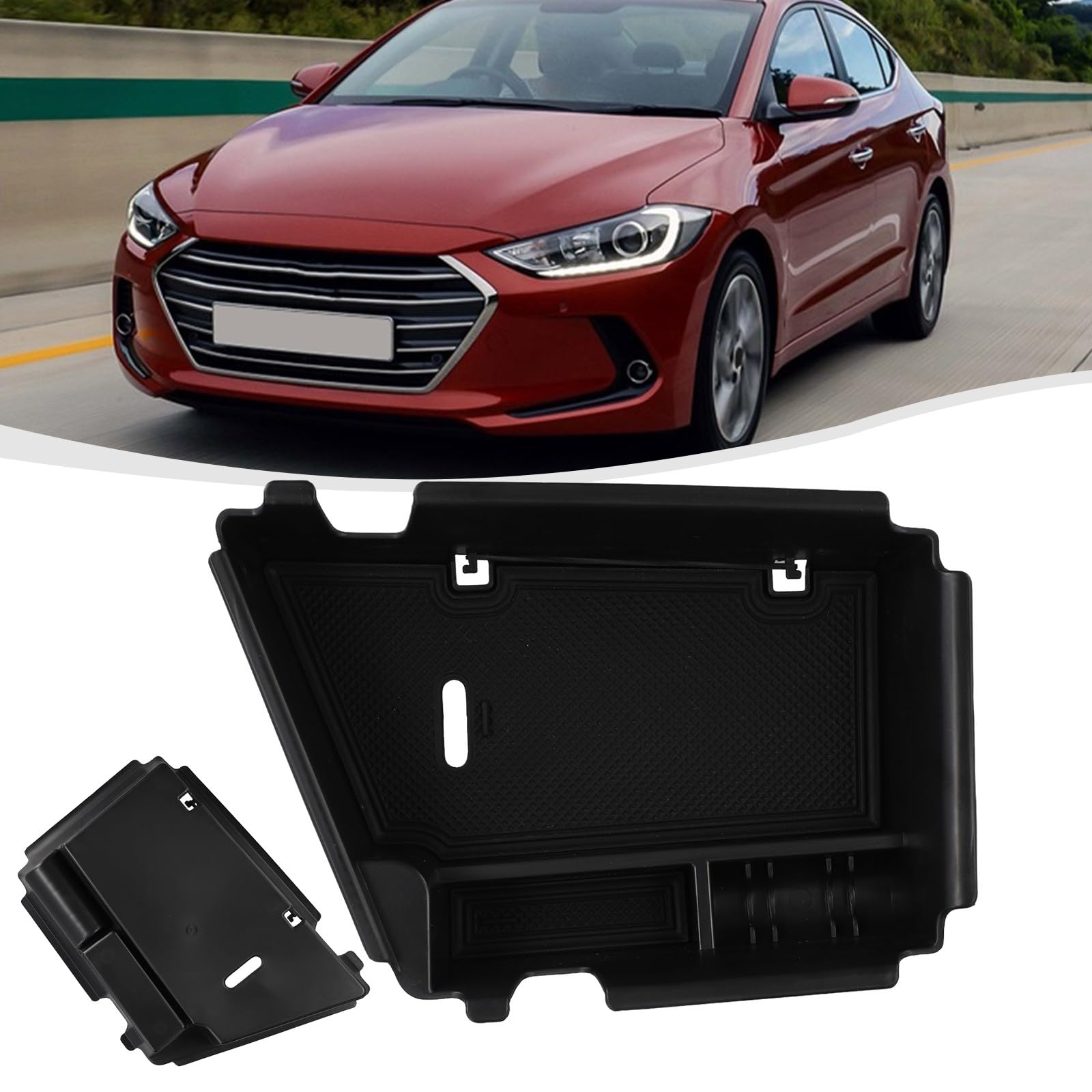 Bac de rangement console Elantra CN7 2021-2024 plastique noir robuste