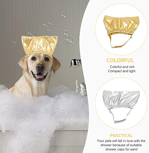 Miniatura 8 de GLSTOY 2 piezas con sombreros a prueba de tapas para cachorros, accesorios de baño para mascotas, correa de gato y perro, orejas portátiles,
