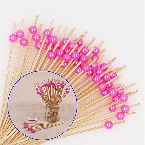 Miniatura 6 de YIPING 100 palillos de dientes en forma de flor, palillos circulares de bambú para cóctel, adecuados para pasteles de frutas, postres, aperitivos,