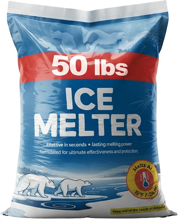 Maple99 Ice Melt Safer for Concrete -50 lb Bag, Ice Crusher Blend Snow Salt Ice Melt, Salt for Snow and Ice Removal, Sidewalk Salt, Driveway Salt, Snow Melt is Effective Up to -15