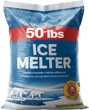 Maple99 Ice Melt Safer for Concrete -50 lb Bag, Ice Crusher Blend Snow Salt Ice Melt, Salt for Snow and Ice Removal, Sidewalk Salt, Driveway Salt, Snow Melt is Effective Up to -15