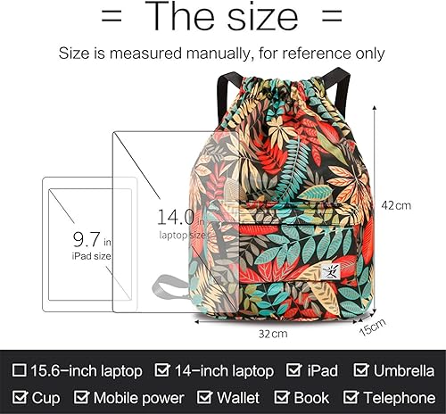 Miniatura 7 de Bolsa impermeable con cordón para ir al gimnasio o la playa, o practicar deportes, unisex