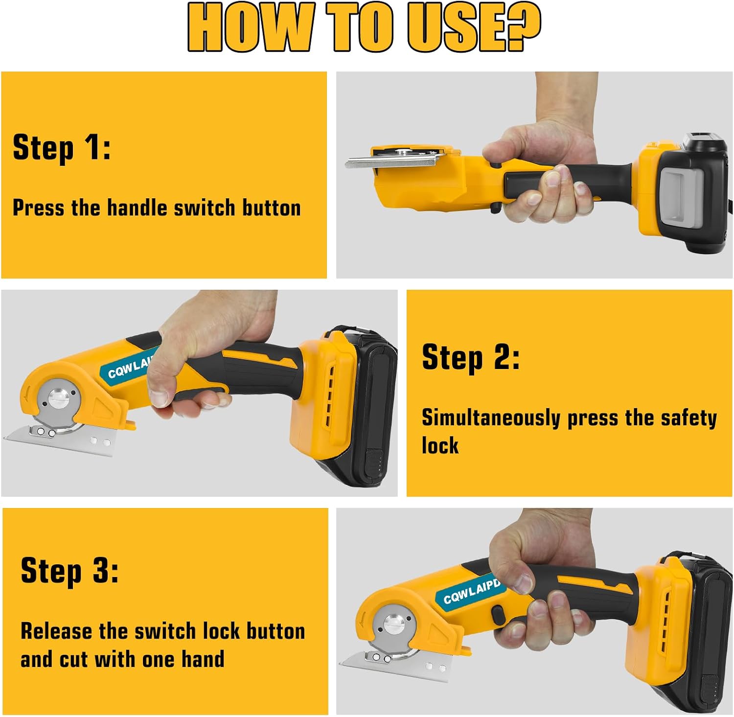 Cordless Electric Scissors Compatible with DeWalt 20V Battery, Fabric Cutter with 300RPM Max Speed and 6mm（0.24in）Max Cutting Thickness, Multi Box Cutter for Cardboard, Cloth, Leather, Carpet