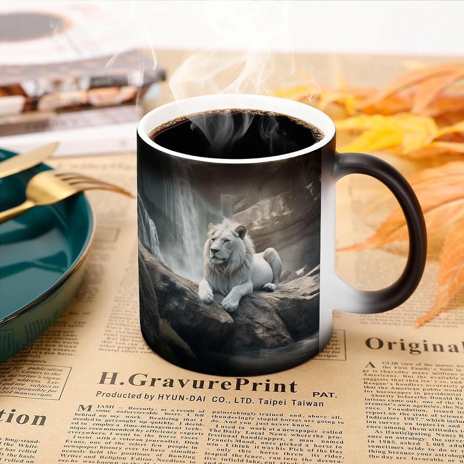 Color Changing Cups,Lion on Rock Printed 11 Oz Ceramic Cups for Birthday Men Women