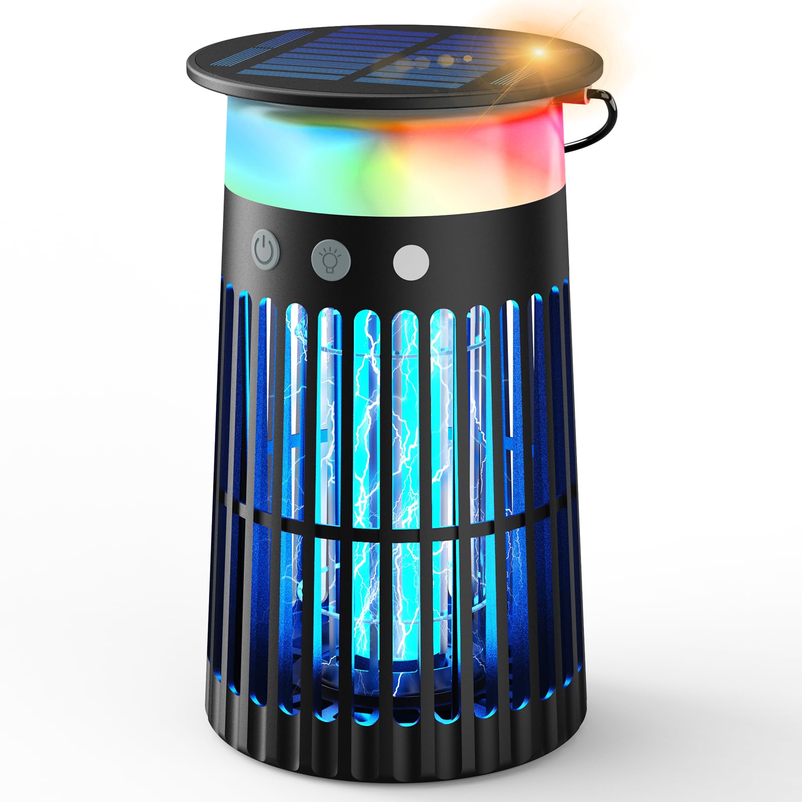 Lampada Antizanzare Solare da Esterno, Zanzariera Elettrica 4200V, Impermeabile IPX5, Ricarica USB-C e Solare, Batteria 4000mAh, Senza Fili per Giardino, Terrazzo, Balcone e Interni