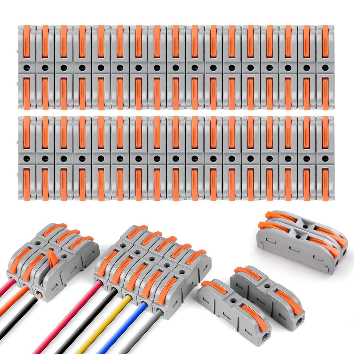 34 Piezas Conexiones Cables Electricos,Bornas de Conexion Electrica,Clemas Electricas Rapidas,Wago Conector,Fichas de Empalme Electrico,Empalmes Cables Electricos,Conectores Electricos Rapidos