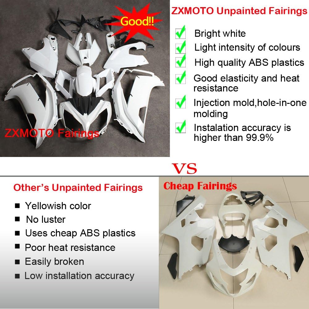 ZXMOTO Unpainted Motorcycle Fairings Kit for Kawasaki NINJA 650 2012 2013 2014 2015 2016 EX650 EX650A EX650E EX650F ABS Plastics Bodywork Fairings Set (Pieces/kit: 19)
