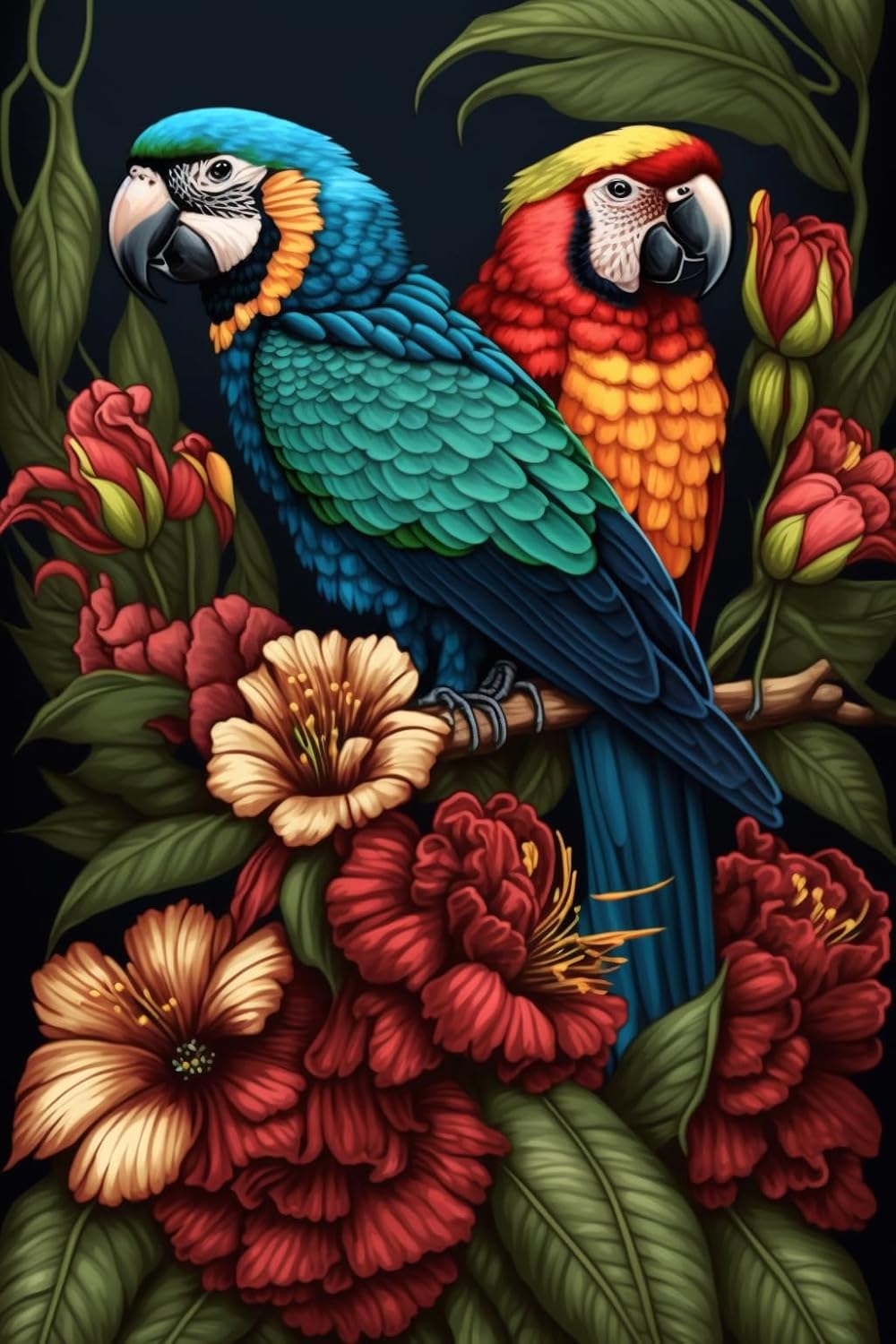 Amazon.com: Framable 500 Piece Classic Jigsaw Puzzle - Brightly Colored Parrots Luxurious Wood ...