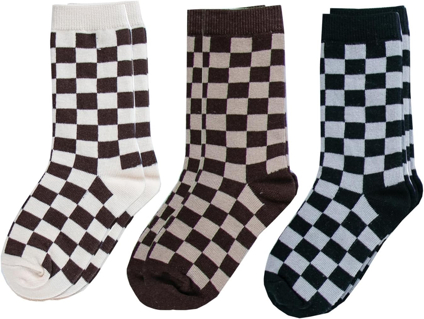 MZLIU Kids Plaid Socks Boy Girls Crew Socks Checkered Cotton Toddler 1-9 Years