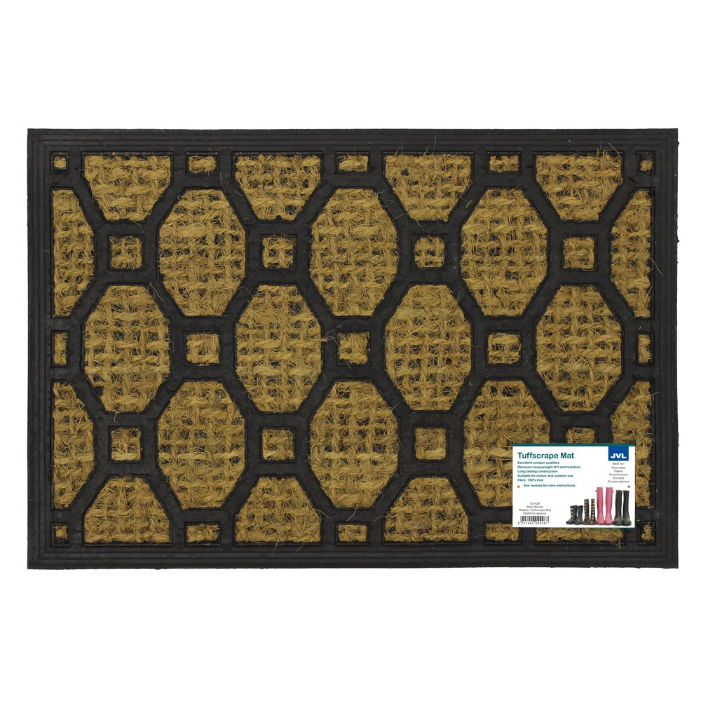 Buy JVL Alba Woven Coir Rubber Entrance Door Mat, Plastic, Brown, 40 x 60 cm Online at