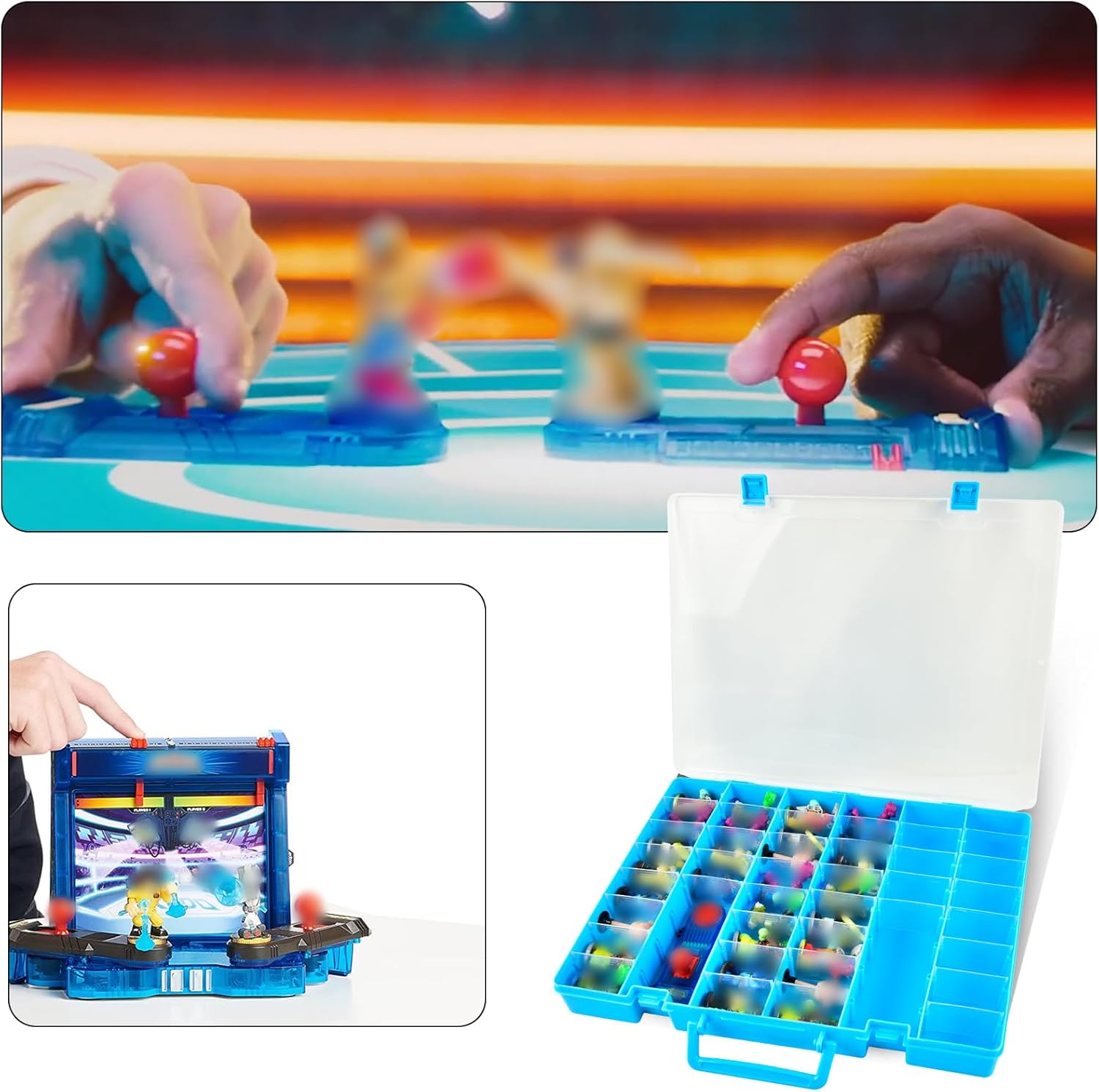 Case Compatible with Akedo Ultimate Arcade Warriors Starter Pack, Toy Storage for Battle Arena Controller & Warrior Collector Mini Battling Action Figures, Holder for Akedo Playset- Blue (Case Only)