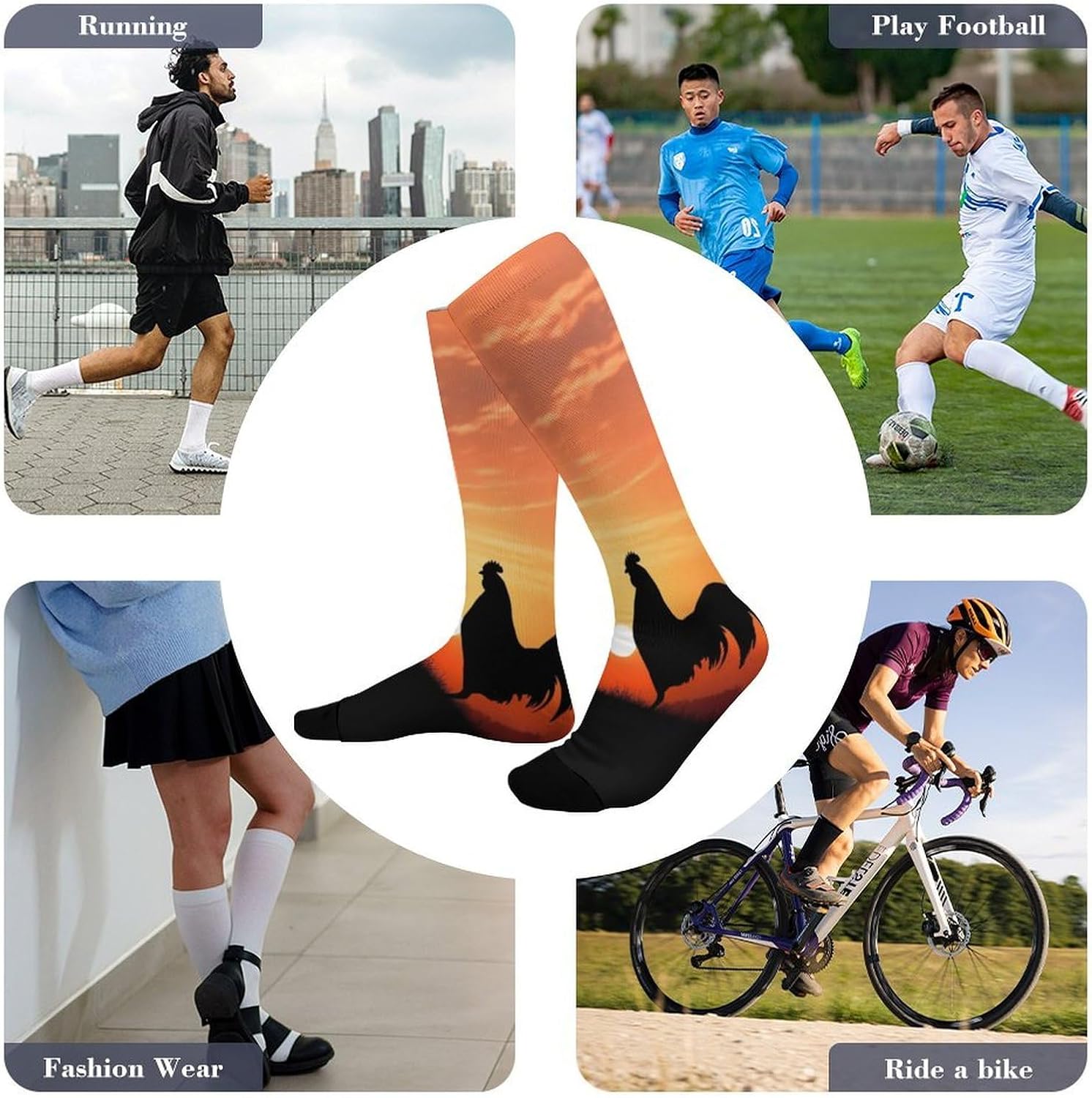 Knee High Socks Animal Chickens Long Tube Boot Seamless Toe