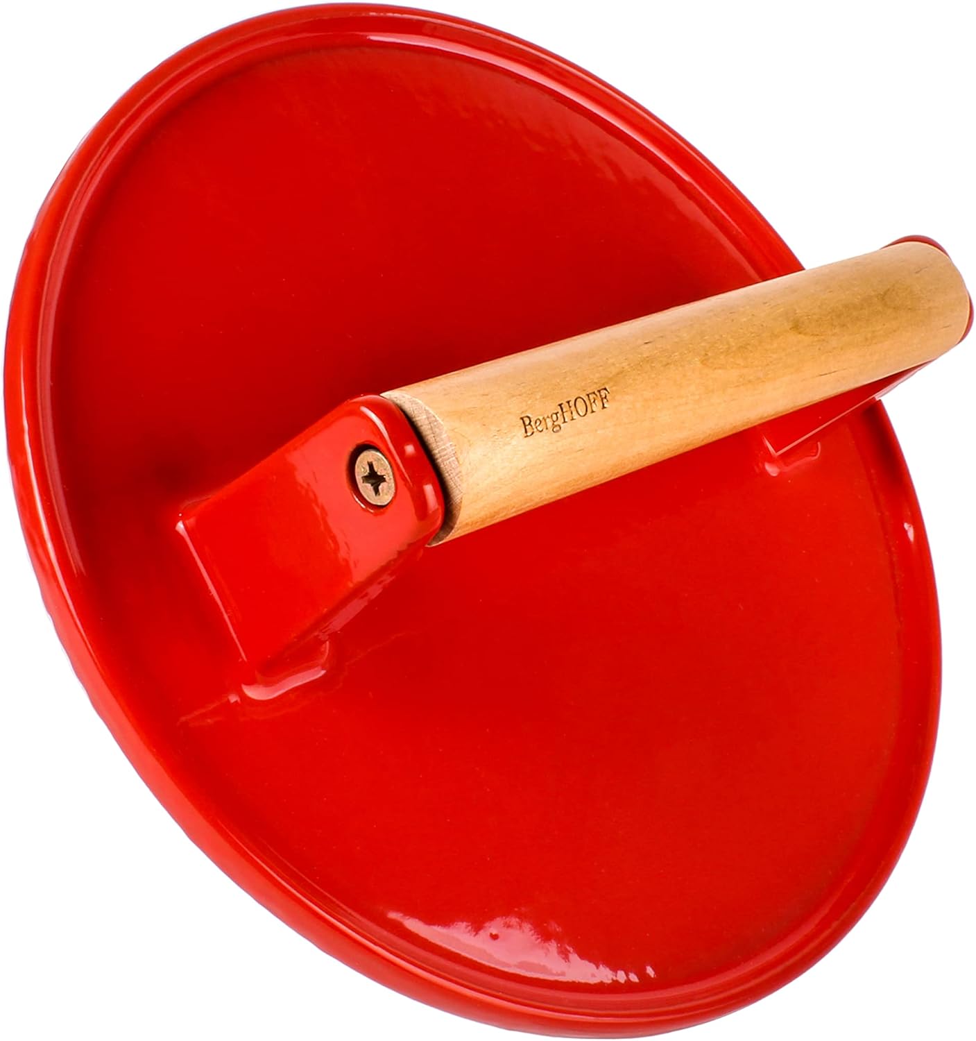 BergHOFF Cast Iron Slotted Steak Press 9" Red Wood Handle