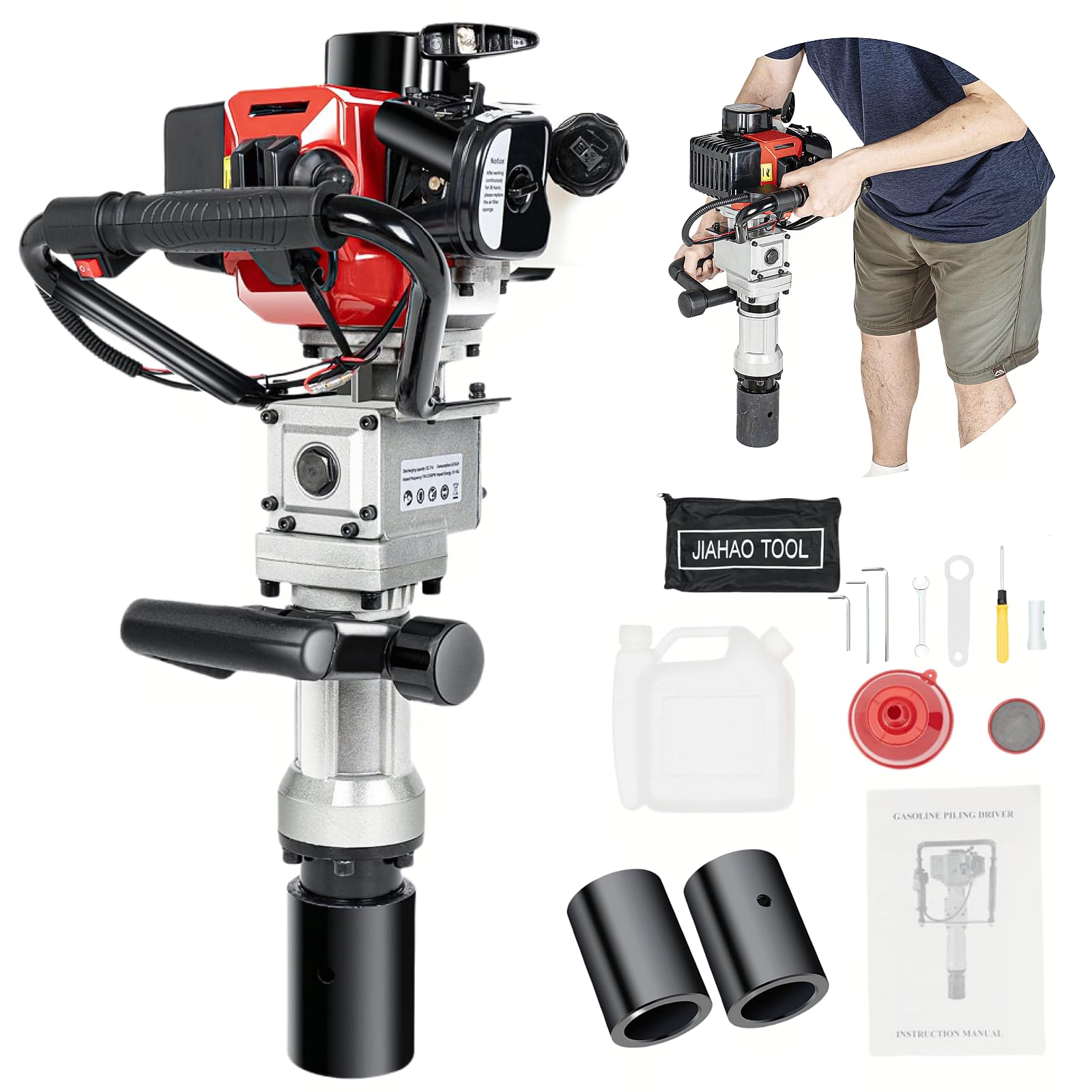 Benzin Pfahlramme 2 Takt Motor 900W Hand-Zug-Start mit 55mm 70mm Hülsen